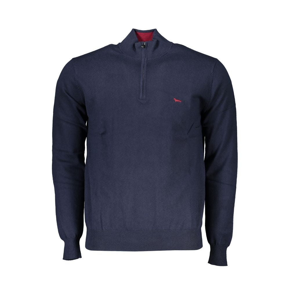 Harmont & Blaine Chic Half-Zip Blue Sweater with Embroidery Detail -   -  Harmont & Blaine.