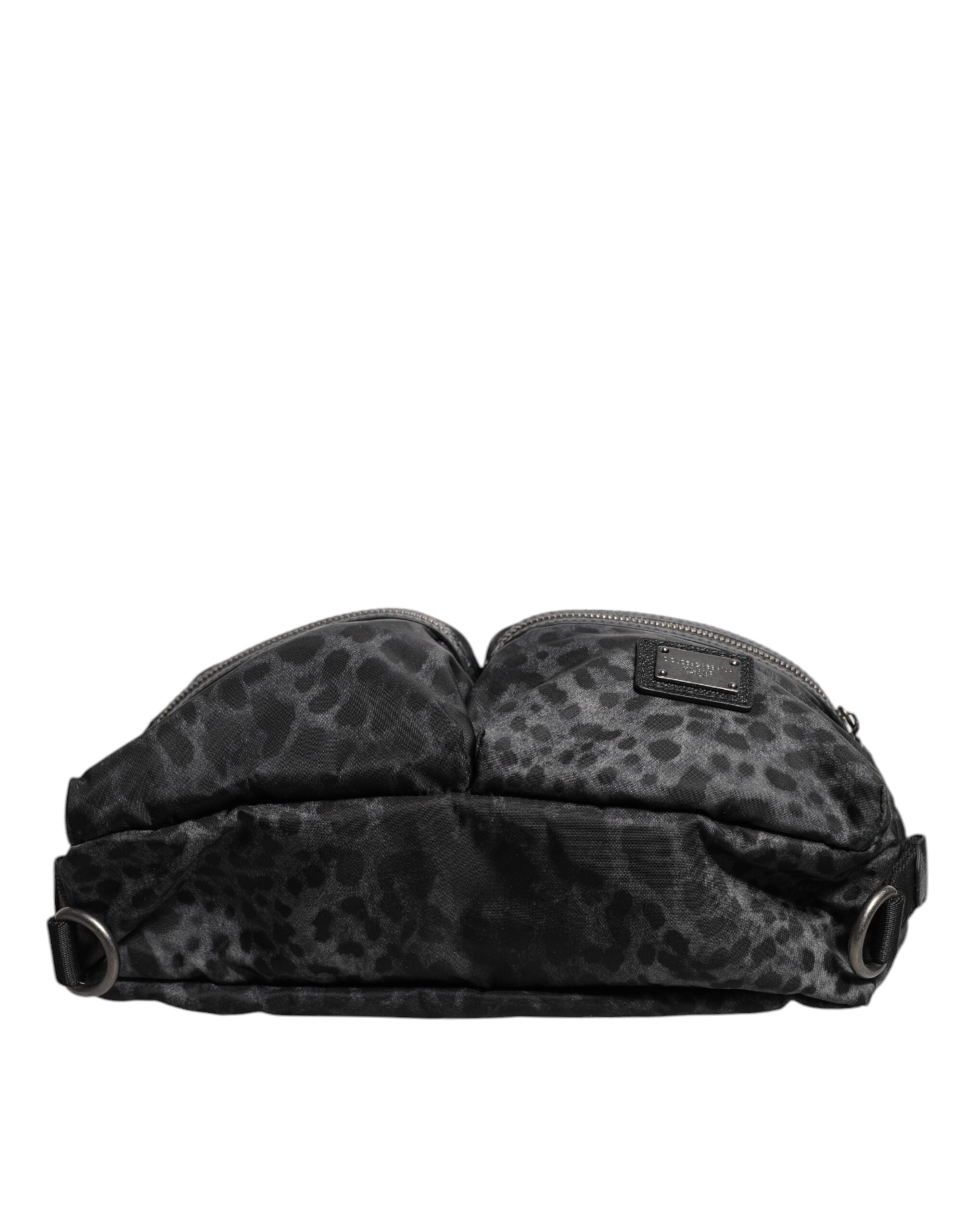 Dolce & Gabbana Black Gray Leopard DG Logo Belt Waist Fanny Pack Bag -   -  Dolce & Gabbana.