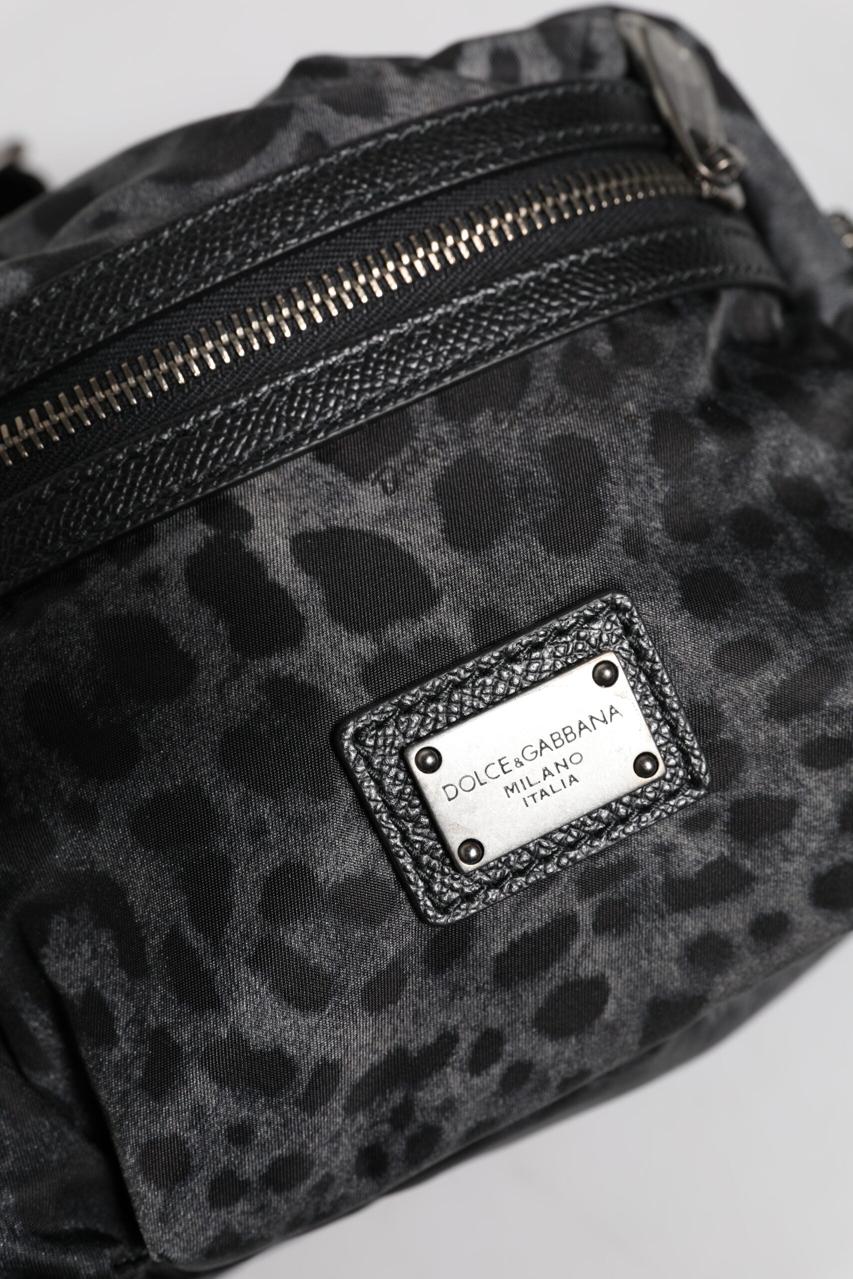 Dolce & Gabbana Black Gray Leopard DG Logo Belt Waist Fanny Pack Bag -   -  Dolce & Gabbana.