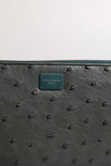 Dolce & Gabbana Green Ostrich Logo Plaque Zip Around Continental Wallet -   -  Dolce & Gabbana.