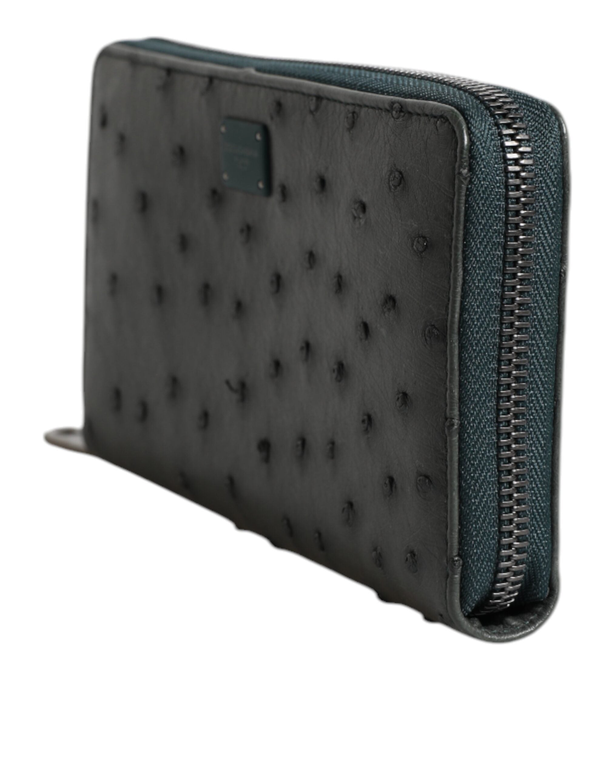 Dolce & Gabbana Green Ostrich Logo Plaque Zip Around Continental Wallet -   -  Dolce & Gabbana.