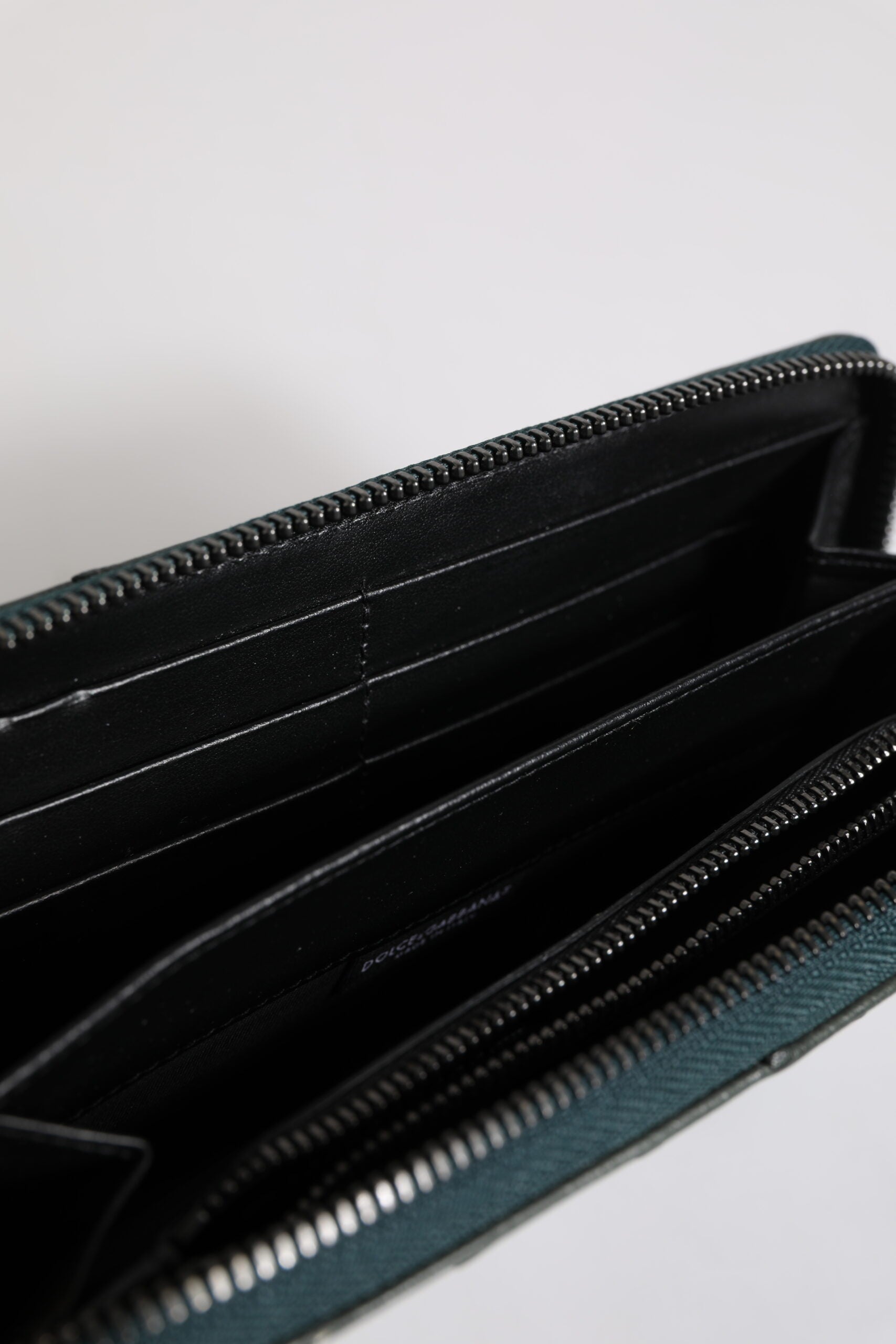 Dolce & Gabbana Green Ostrich Logo Plaque Zip Around Continental Wallet -   -  Dolce & Gabbana.