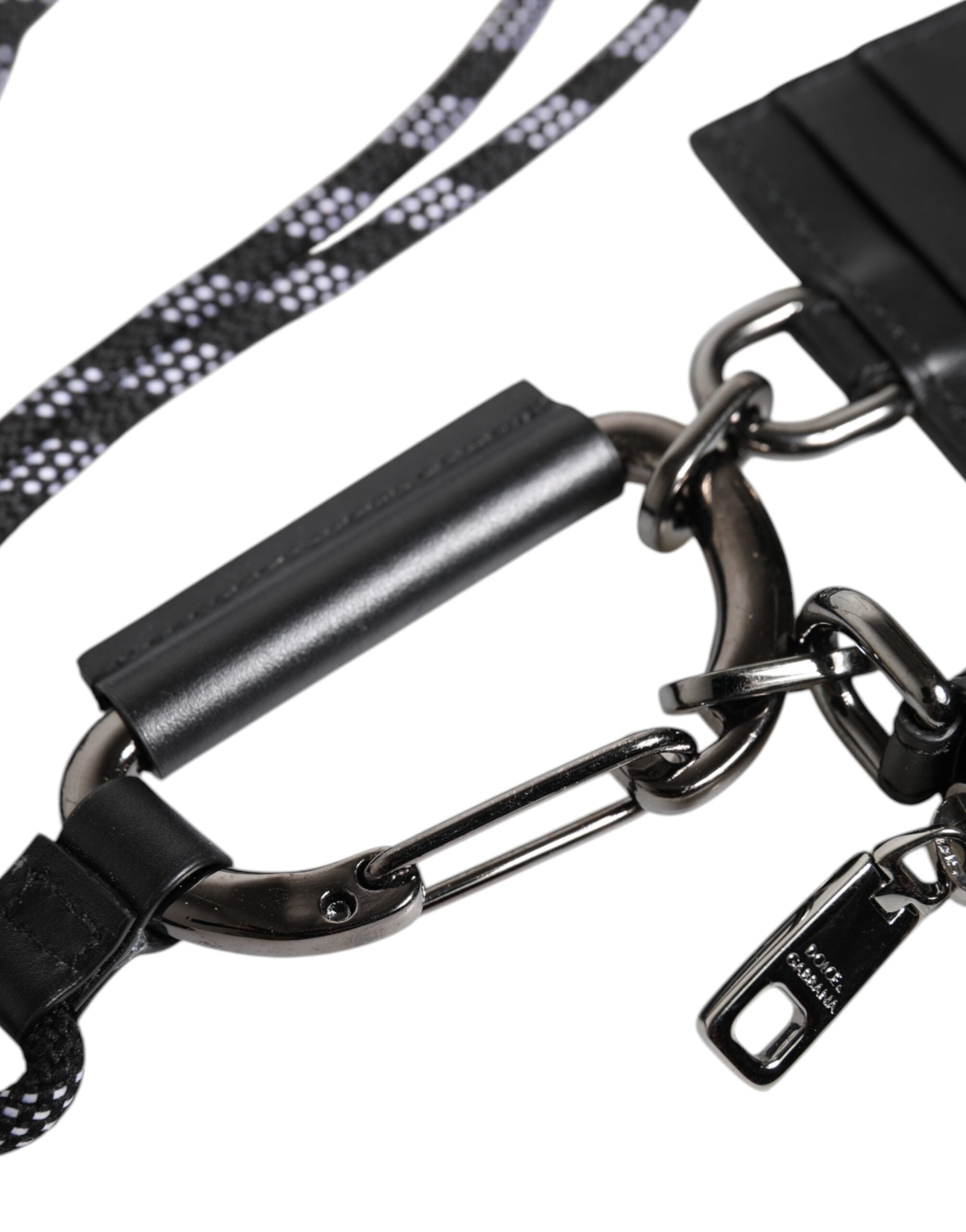 Dolce & Gabbana Black Leather Lanyard Zip Around Card Holder Wallet -   -  Dolce & Gabbana.