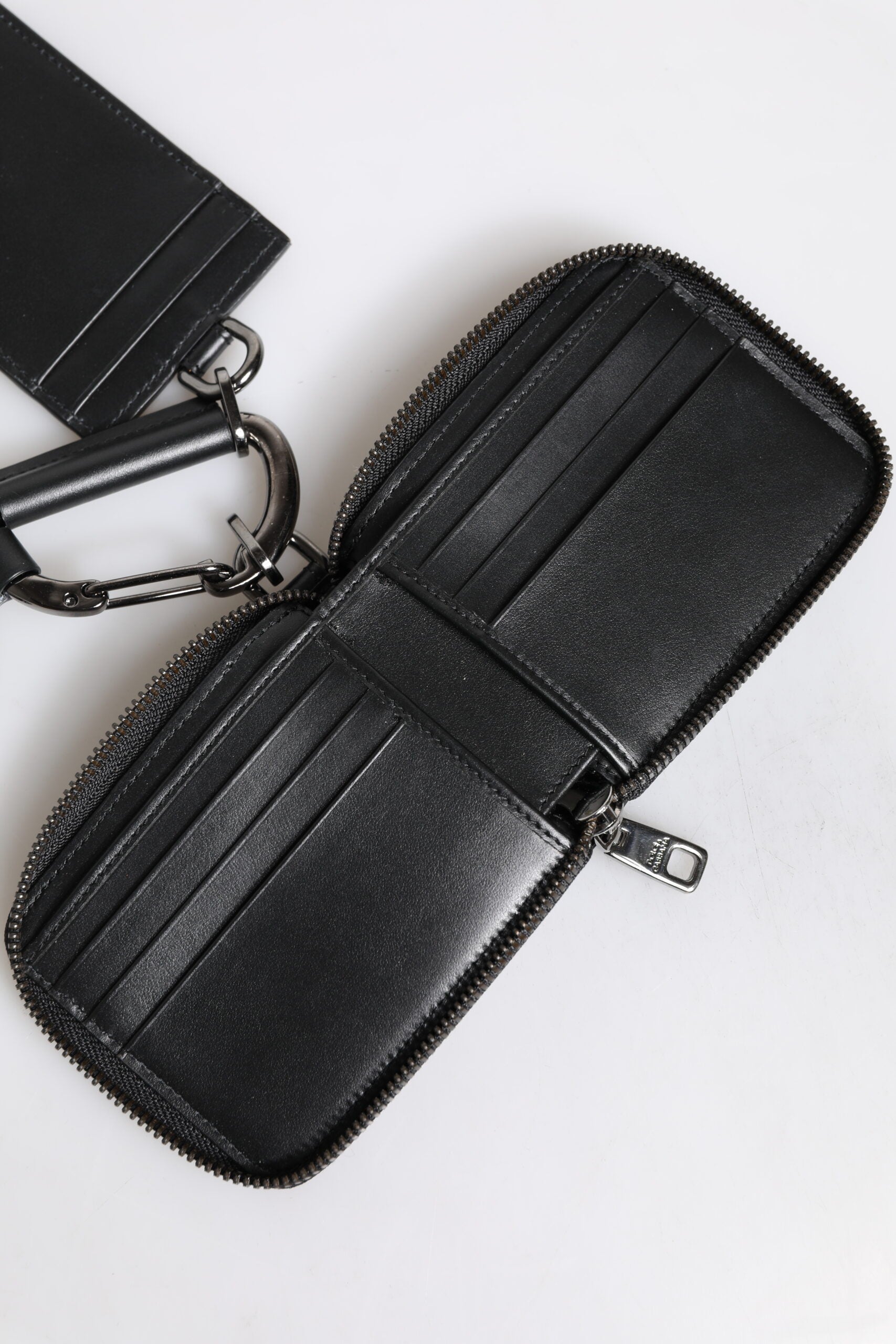 Dolce & Gabbana Black Leather Lanyard Zip Around Card Holder Wallet -   -  Dolce & Gabbana.
