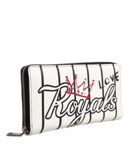 Dolce & Gabbana White Leather DG Crown Royals Continental Zip Around Wallet -   -  Dolce & Gabbana.
