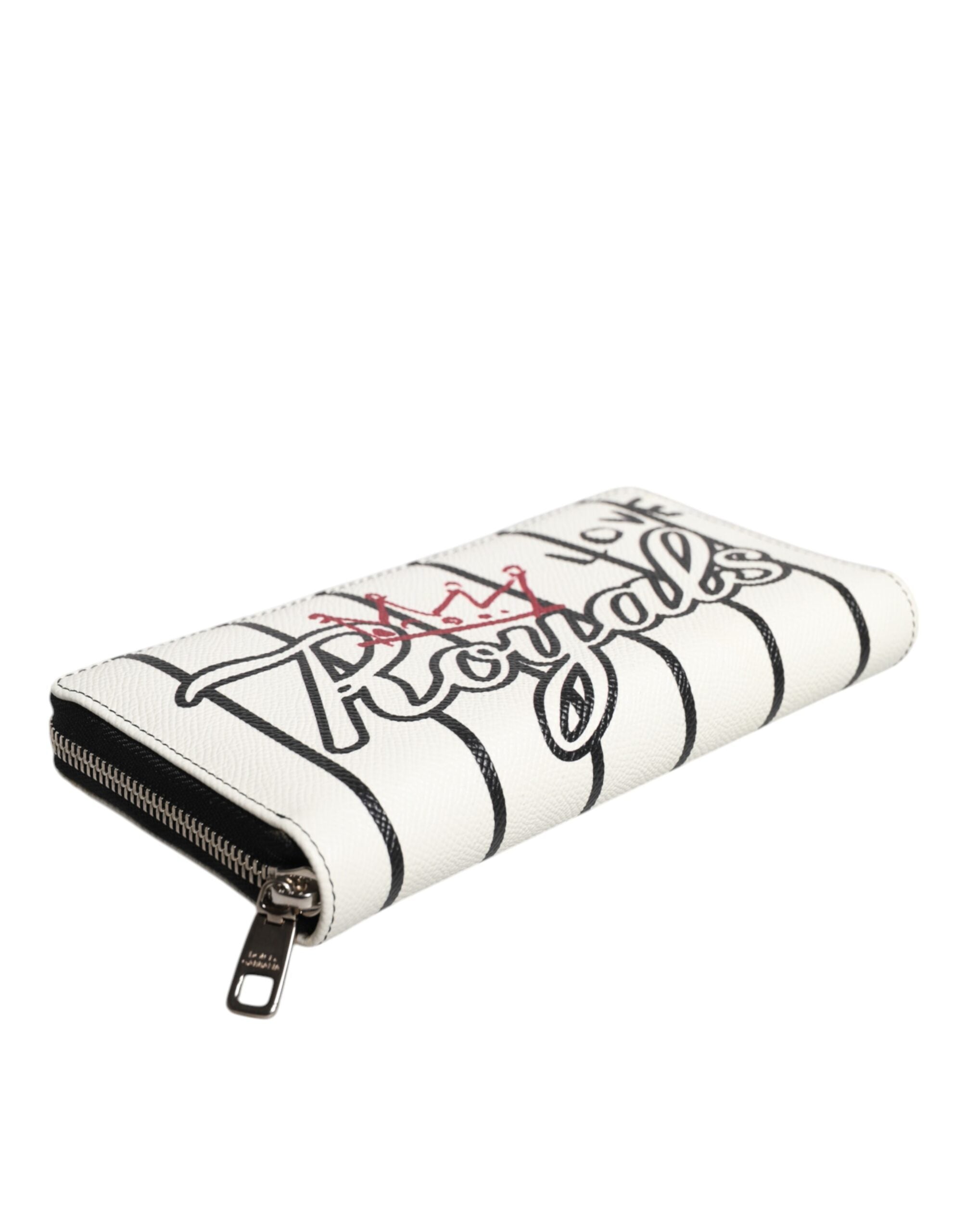 Dolce & Gabbana White Leather DG Crown Royals Continental Zip Around Wallet -   -  Dolce & Gabbana.