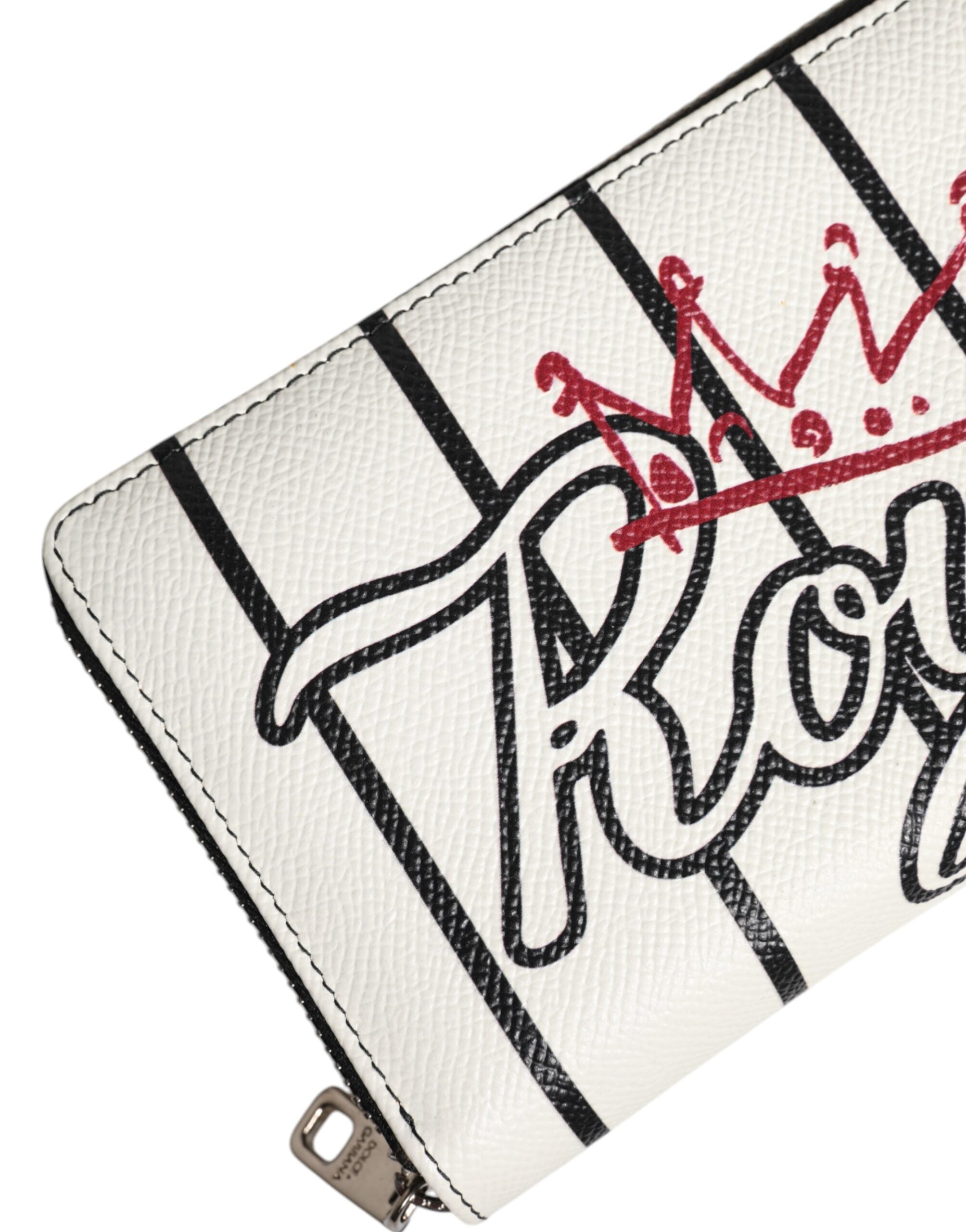 Dolce & Gabbana White Leather DG Crown Royals Continental Zip Around Wallet -   -  Dolce & Gabbana.