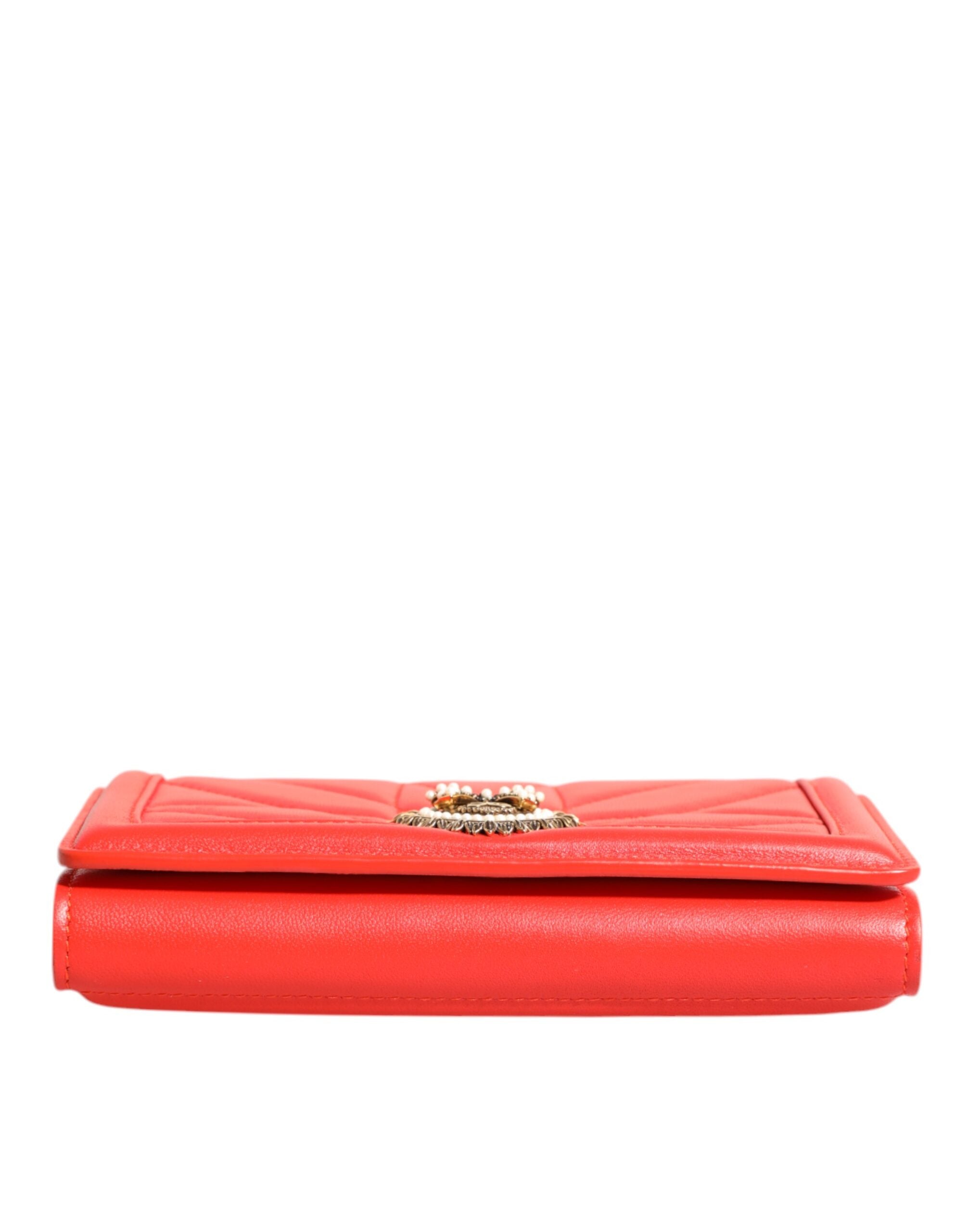 Dolce & Gabbana Red Leather Quilted Devotion Crossbody Phone Cover Bag -   -  Dolce & Gabbana.