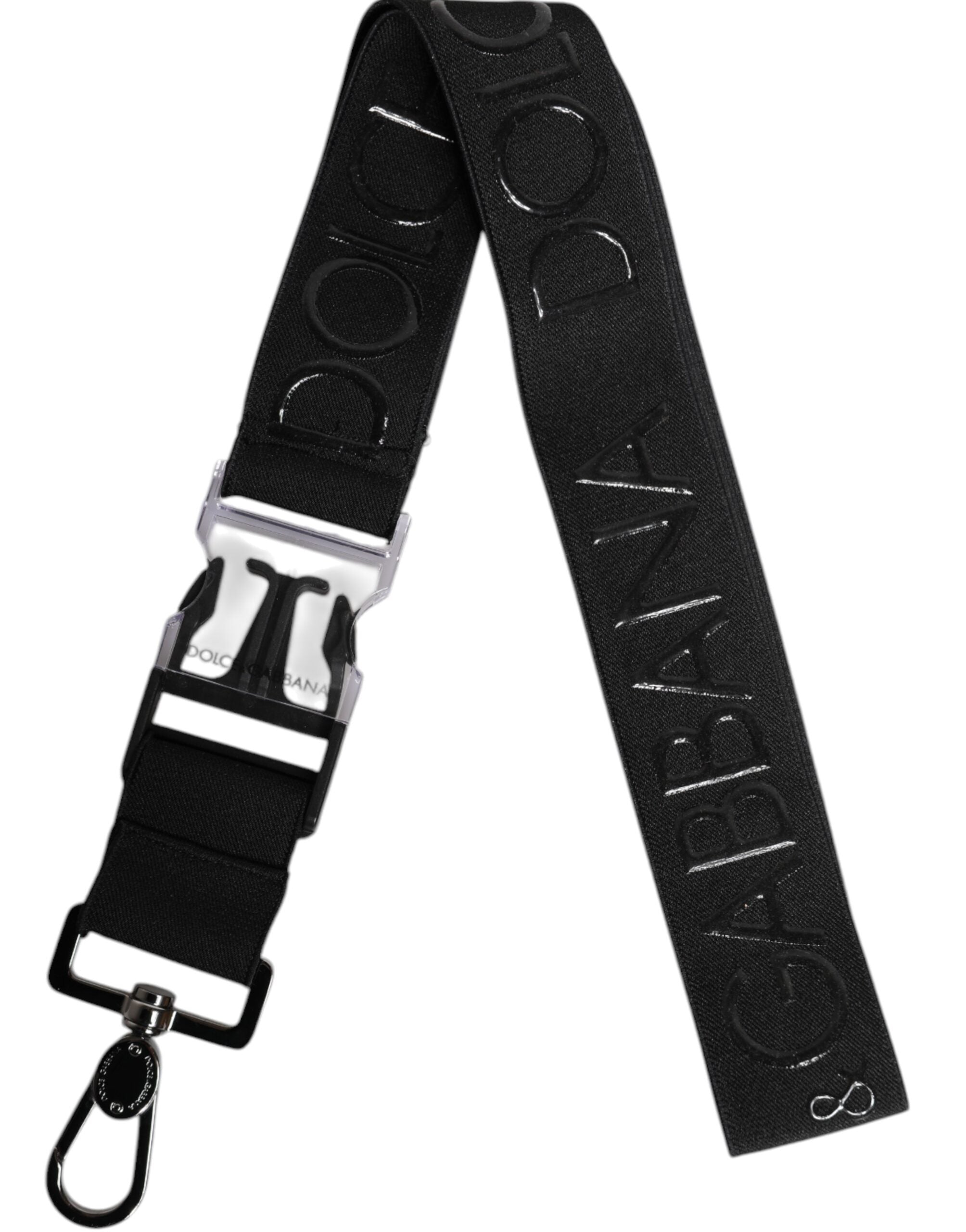 Dolce & Gabbana Black Stretch Polyester Rubberised DG Logo Keychain -   -  Dolce & Gabbana.