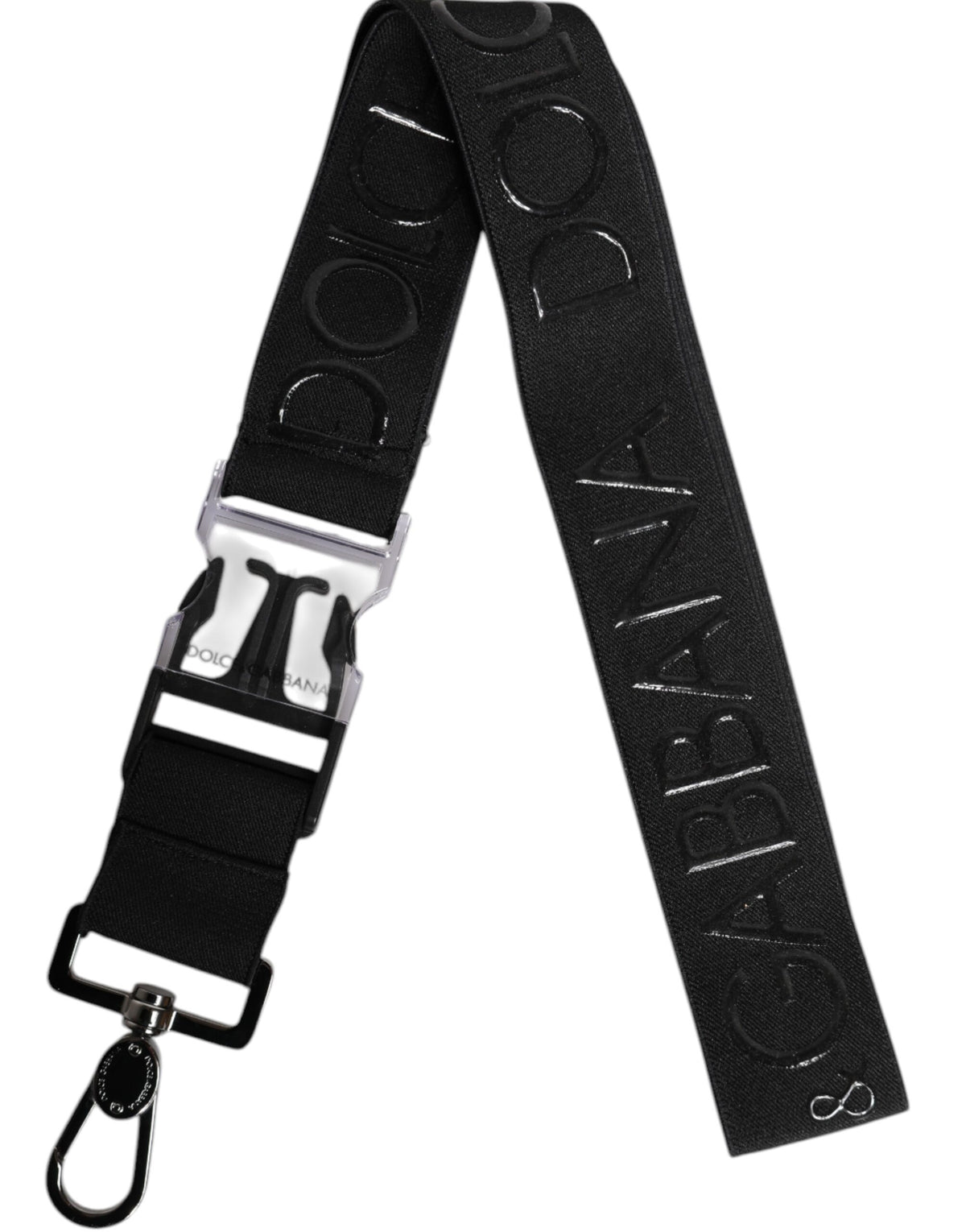 Dolce & Gabbana Black Stretch Polyester Rubberised DG Logo Keychain -   -  Dolce & Gabbana.