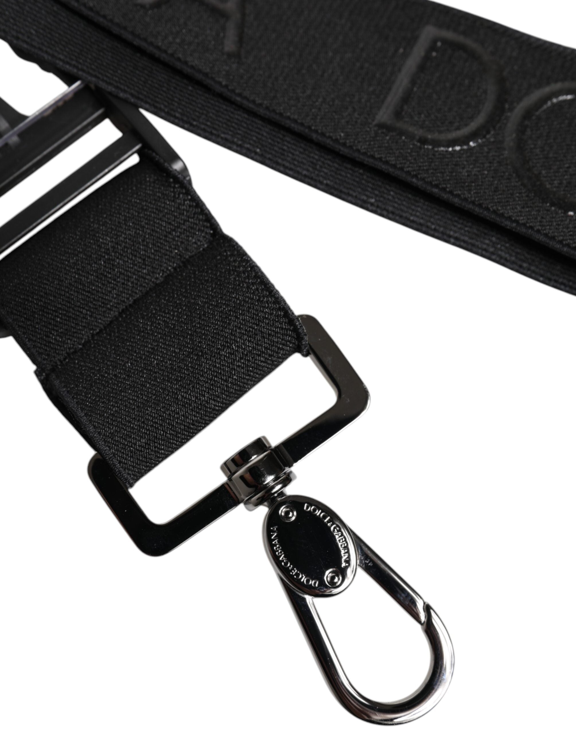 Dolce & Gabbana Black Stretch Polyester Rubberised DG Logo Keychain -   -  Dolce & Gabbana.