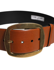 Dolce & Gabbana Brown Leather Gold Metal Buckle Classic Belt -   -  Dolce & Gabbana.