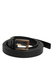 Dolce & Gabbana Black Calf Leather Gold Metal Buckle Belt -   -  Dolce & Gabbana.
