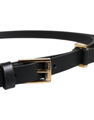Dolce & Gabbana Black Calf Leather Gold Metal Buckle Belt -   -  Dolce & Gabbana.