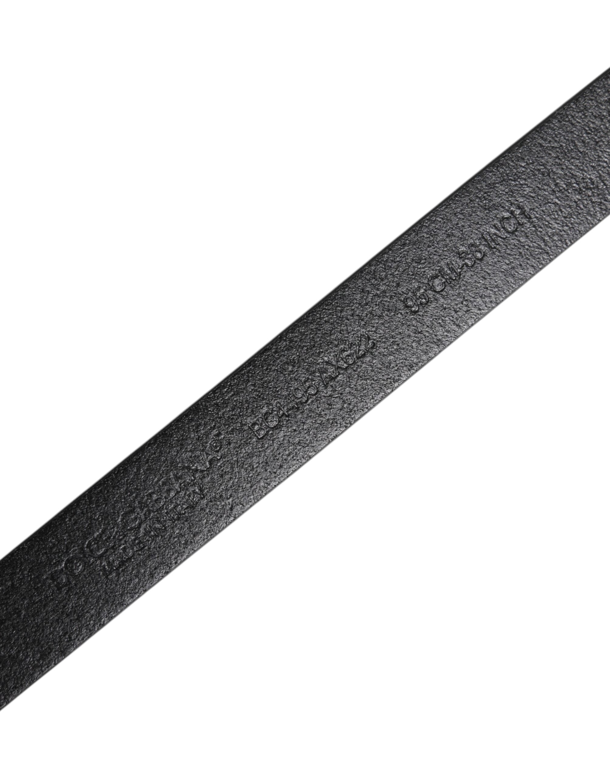 Dolce & Gabbana Black Calf Leather Gold Metal Buckle Belt -   -  Dolce & Gabbana.
