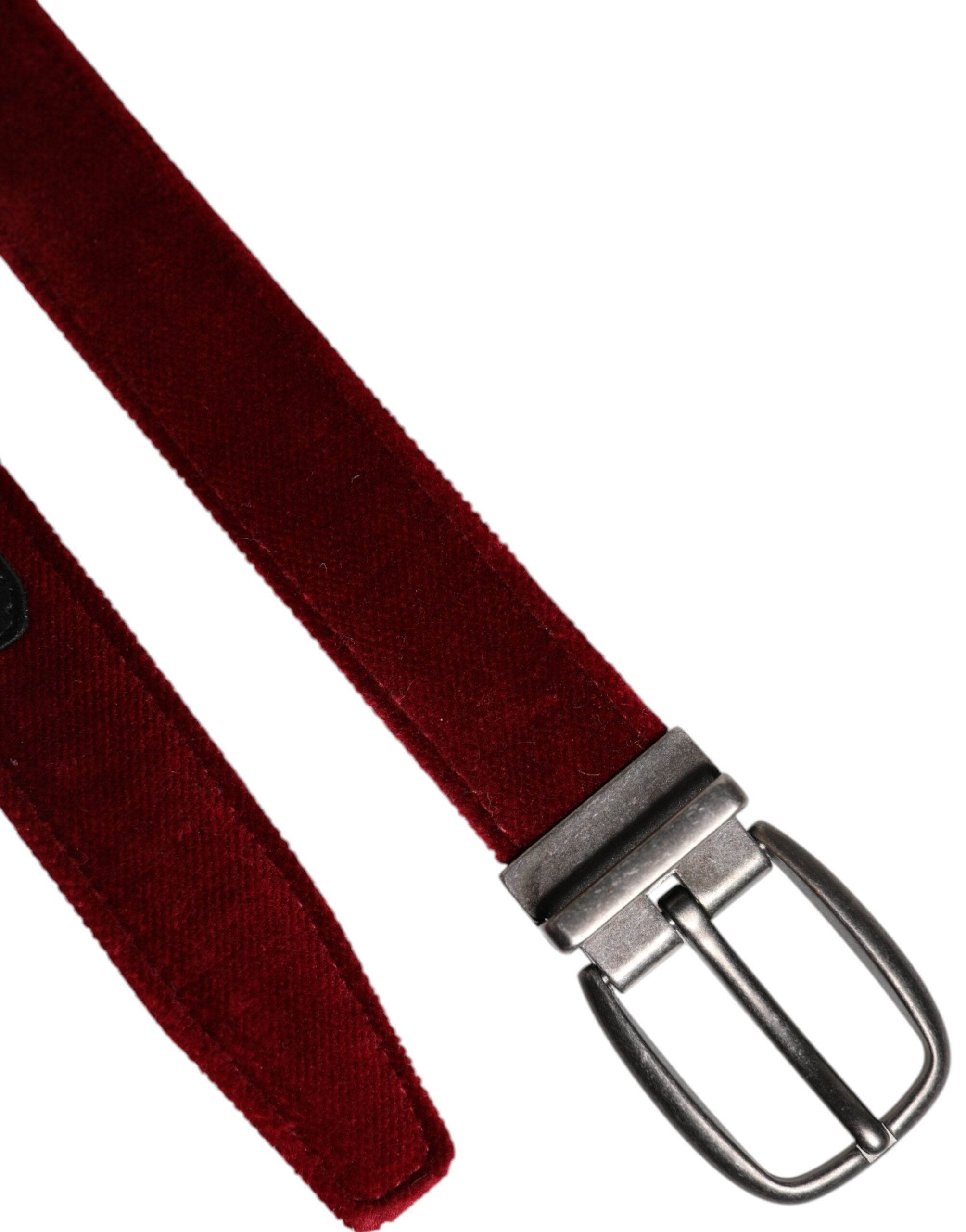 Dolce & Gabbana Red Velvet Black Metal Buckle Logo Belt -   -  Dolce & Gabbana.
