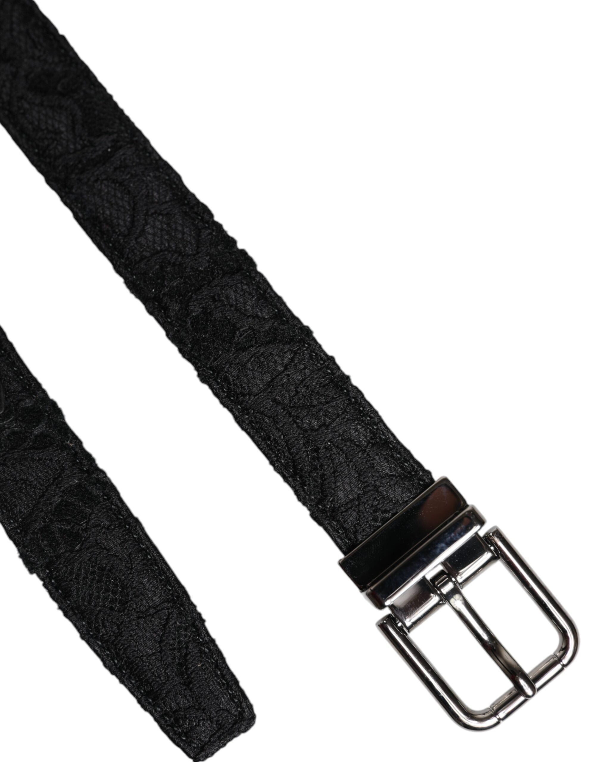 Dolce & Gabbana Black Cotton Blend Silver Metal Buckle Belt -   -  Dolce & Gabbana.