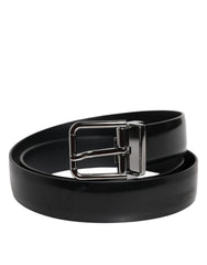 Dolce & Gabbana Black Shiny Leather Silver Metal Buckle Belt -   -  Dolce & Gabbana.