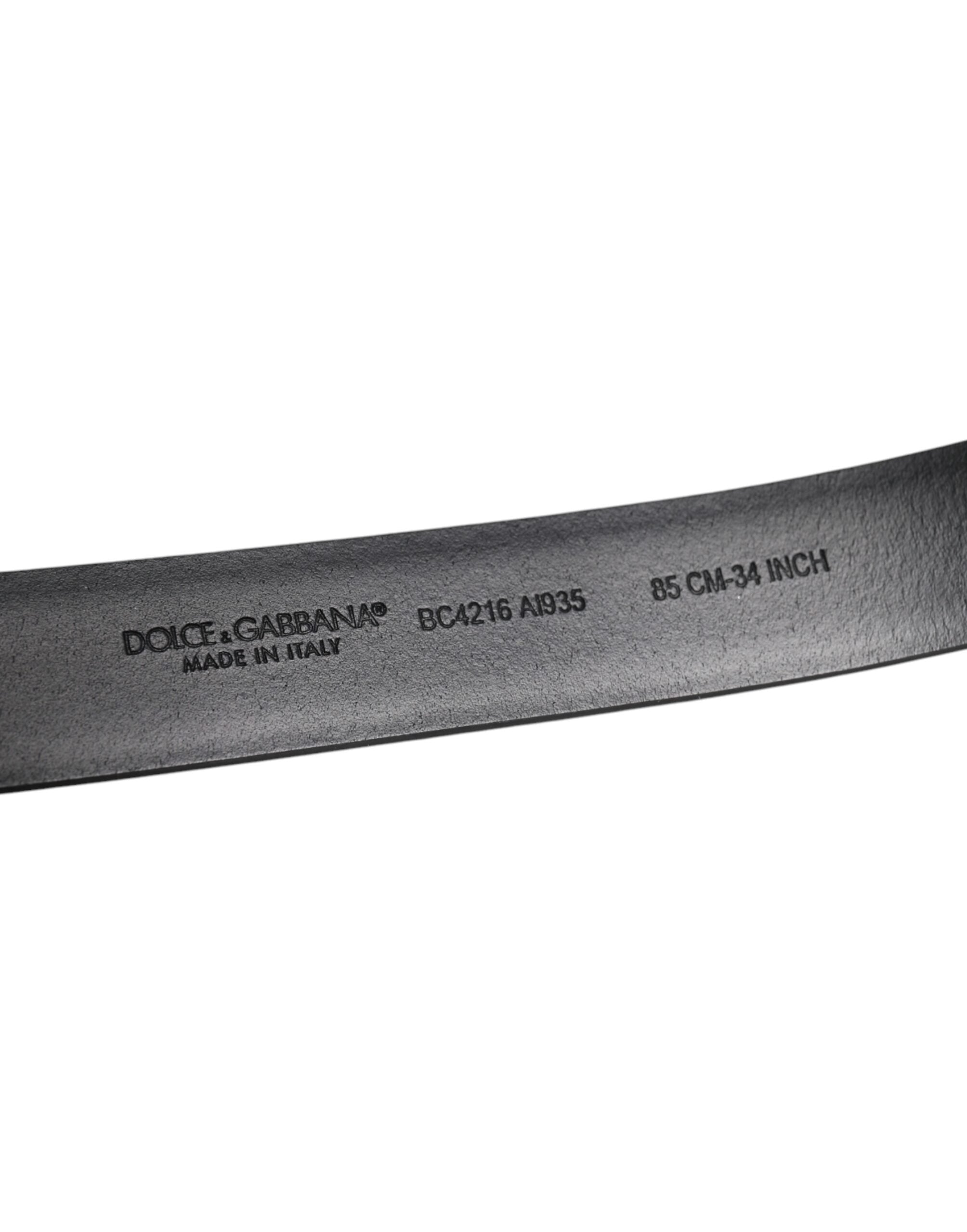 Dolce & Gabbana Black Shiny Leather Silver Metal Buckle Belt -   -  Dolce & Gabbana.