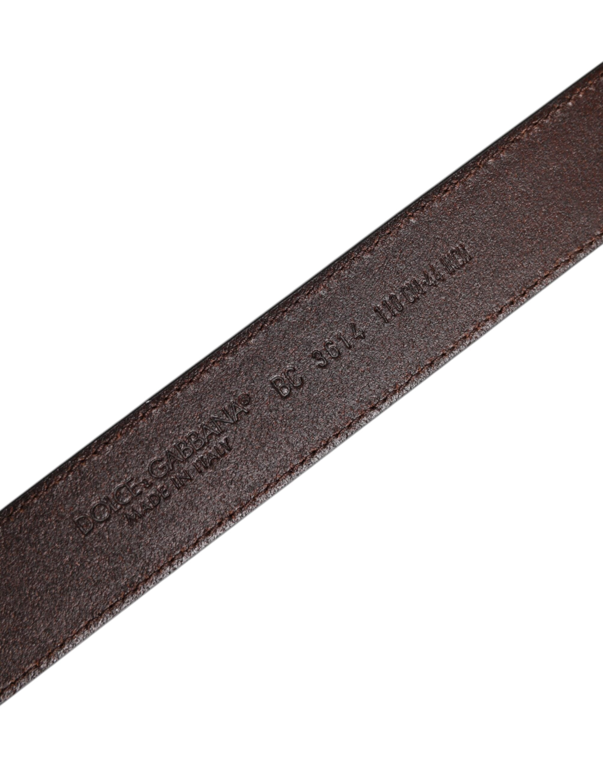 Dolce & Gabbana Brown Leather Silver Metal Buckle Belt -   -  Dolce & Gabbana.