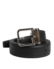 Dolce & Gabbana Black Leather Silver Metal Buckle Belt -   -  Dolce & Gabbana.