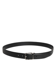 Dolce & Gabbana Black Leather Silver Metal Buckle Belt -   -  Dolce & Gabbana.