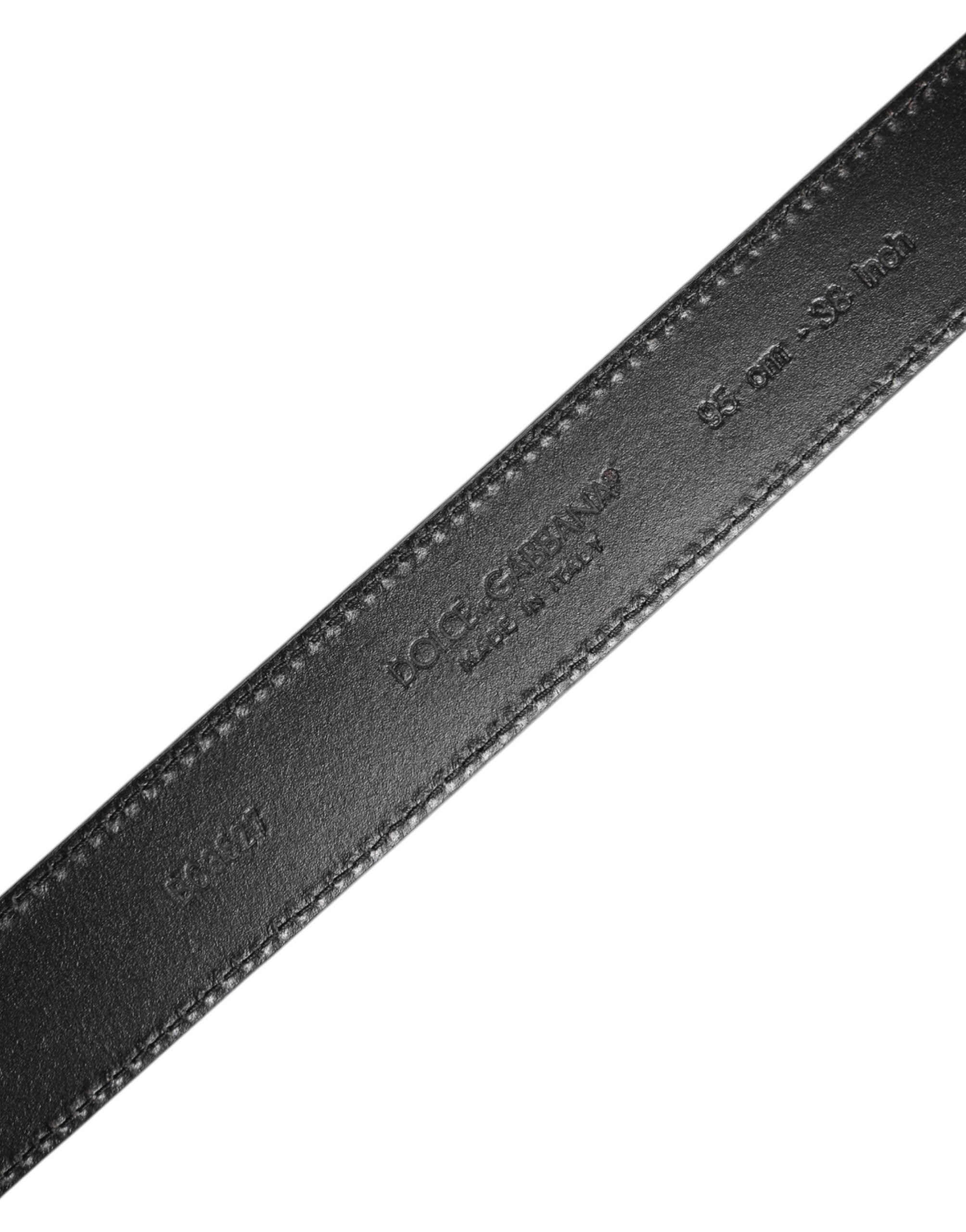 Dolce & Gabbana Black Leather Silver Metal Buckle Belt -   -  Dolce & Gabbana.