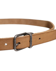 Dolce & Gabbana Brown Leather Silver Tone Metal Buckle Belt -   -  Dolce & Gabbana.