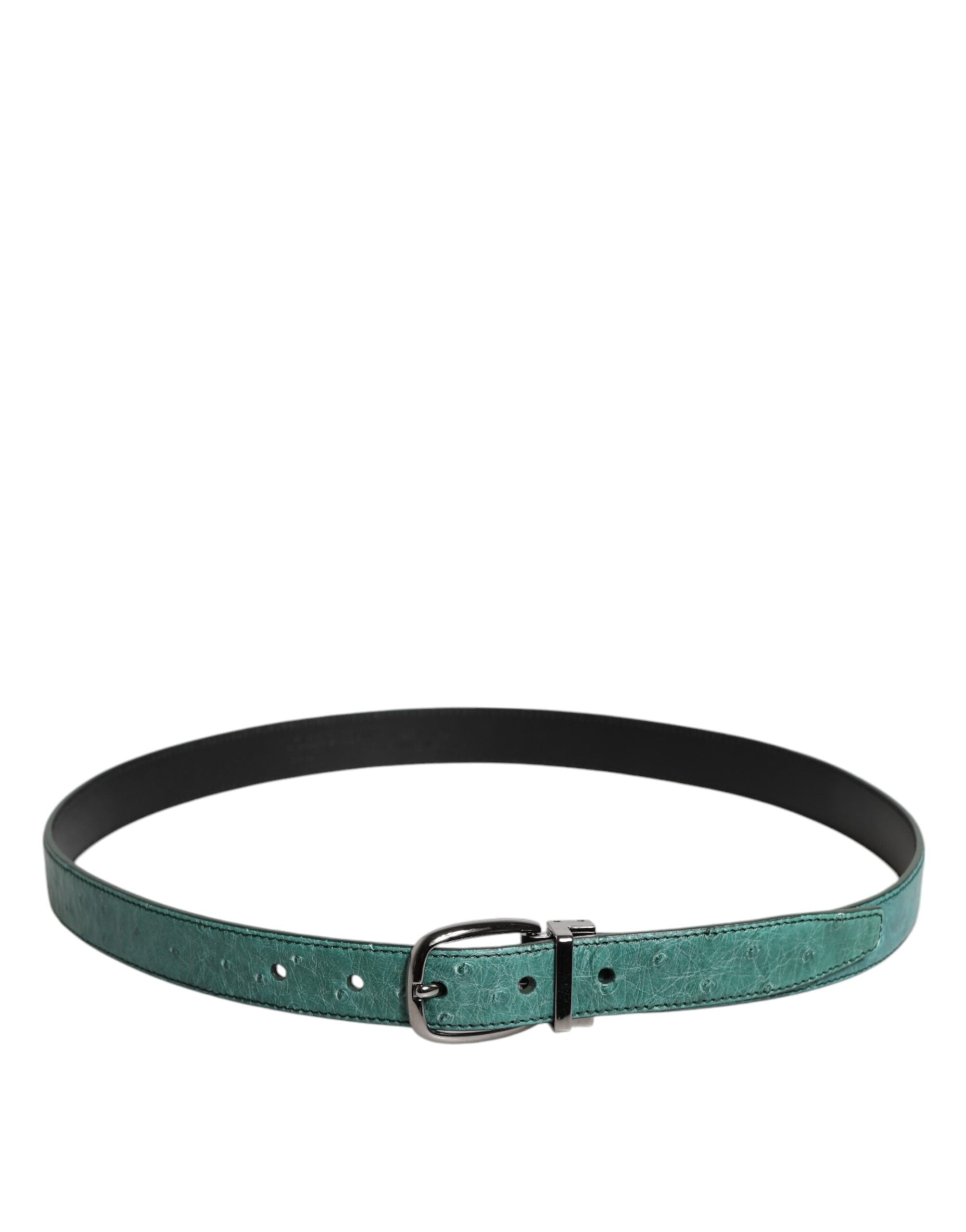 Dolce & Gabbana Green Leather Silver Tone Metal Buckle Belt -   -  Dolce & Gabbana.