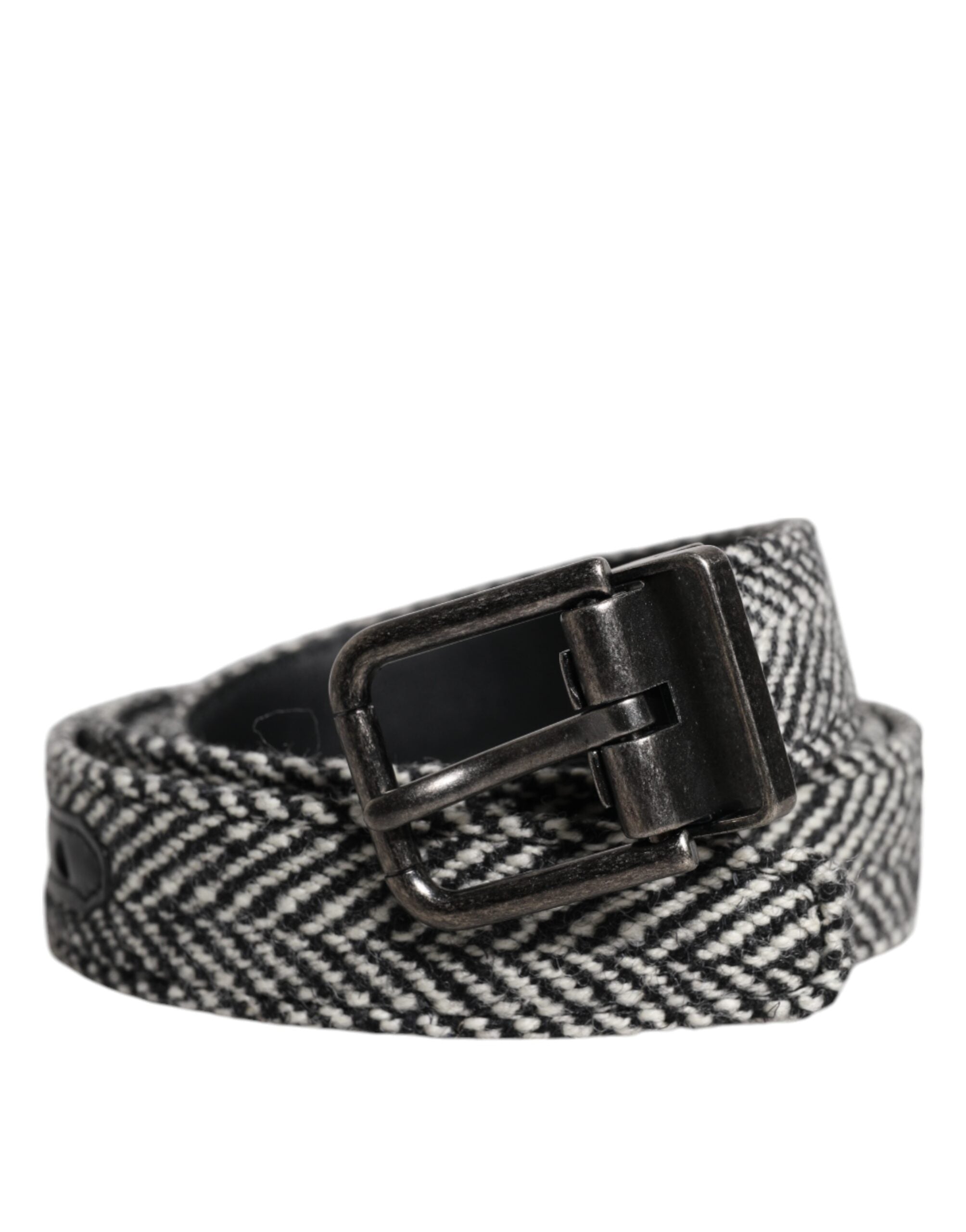 Dolce & Gabbana Black White Silver Tone Metal Buckle Belt -   -  Dolce & Gabbana.