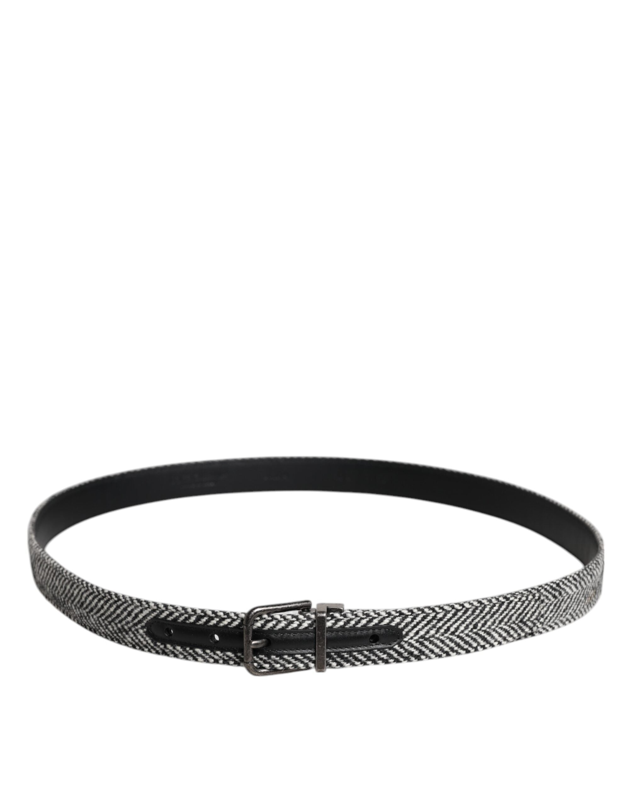 Dolce & Gabbana Black White Silver Tone Metal Buckle Belt -   -  Dolce & Gabbana.