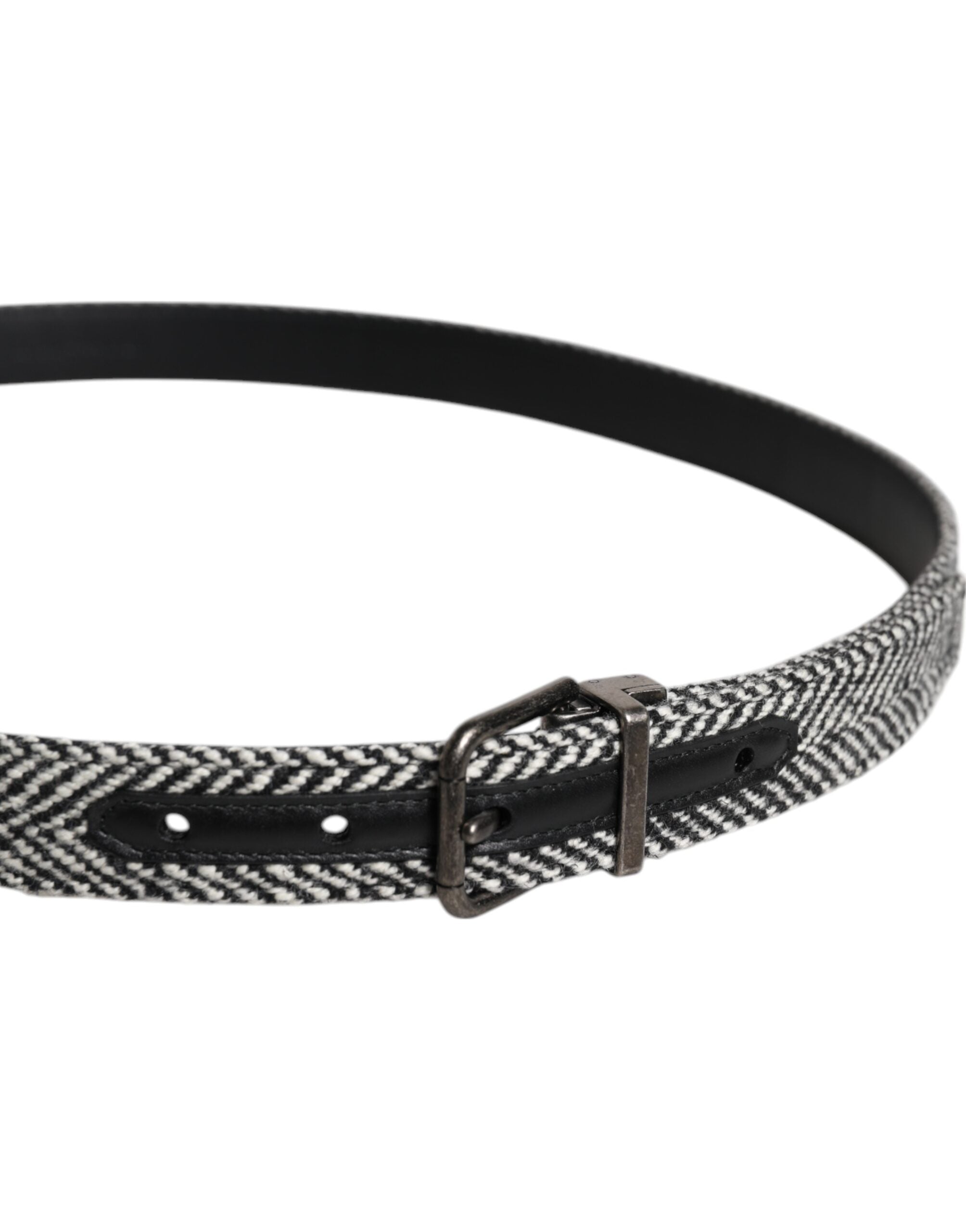 Dolce & Gabbana Black White Silver Tone Metal Buckle Belt -   -  Dolce & Gabbana.