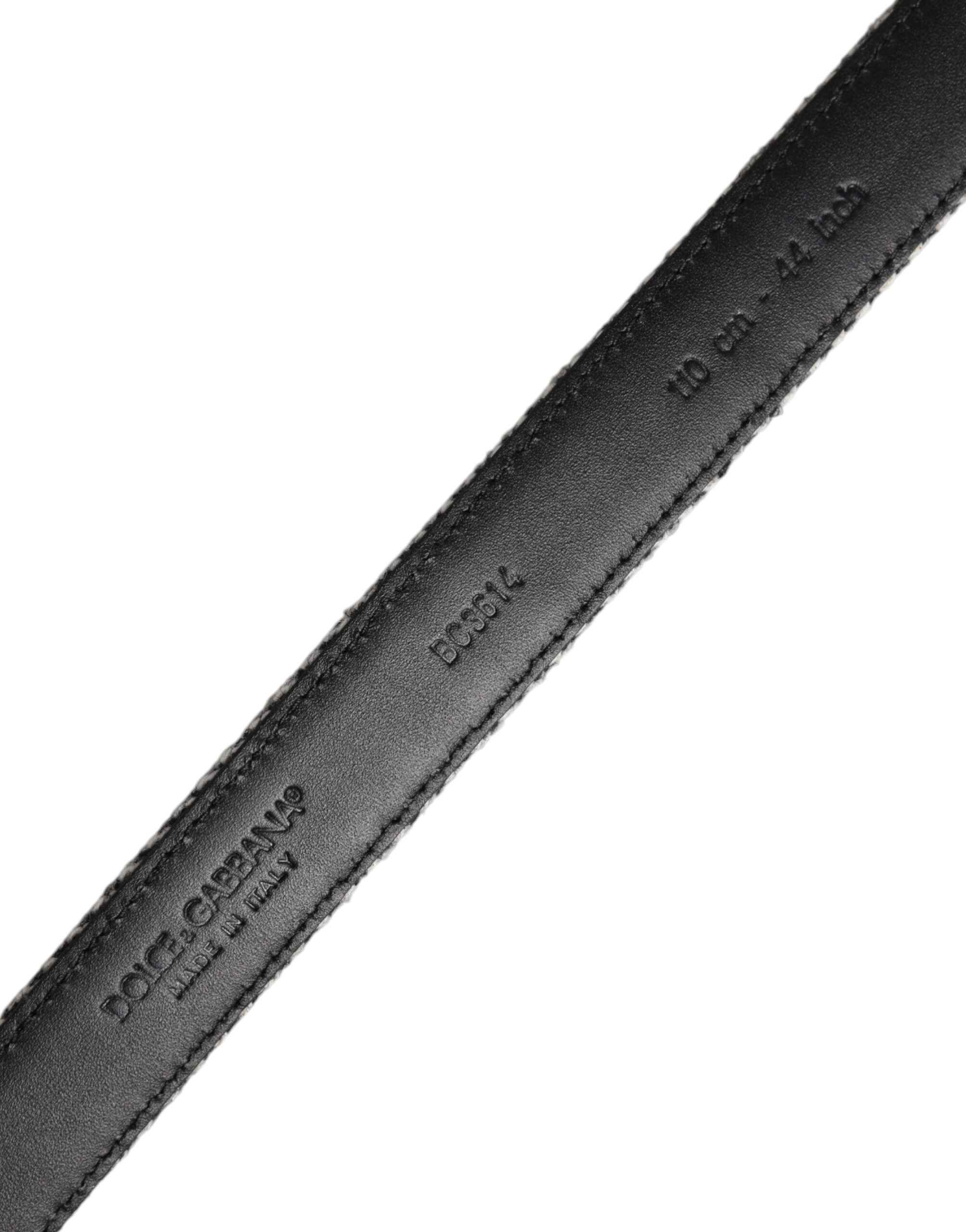 Dolce & Gabbana Black White Silver Tone Metal Buckle Belt -   -  Dolce & Gabbana.