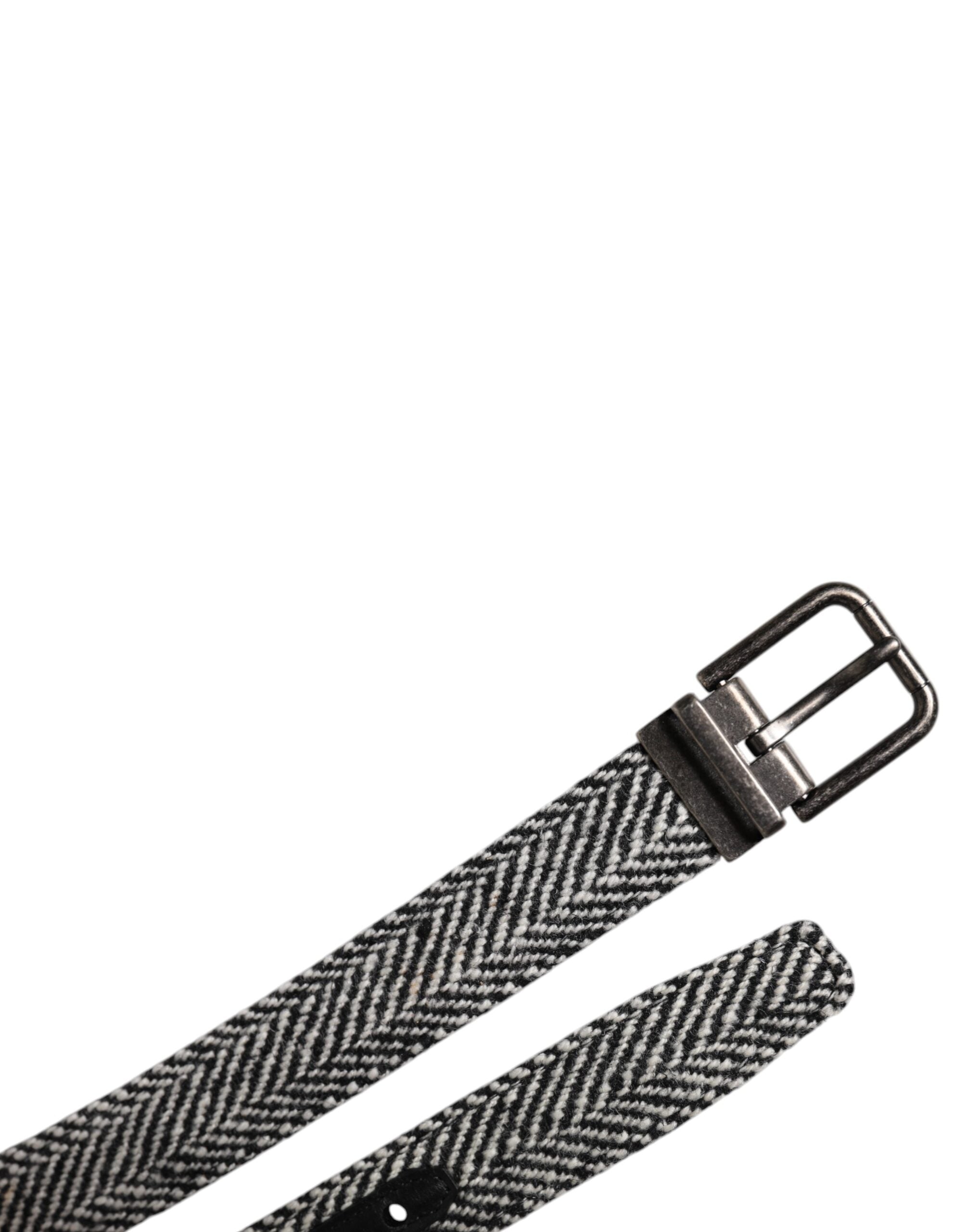 Dolce & Gabbana Black White Silver Tone Metal Buckle Belt -   -  Dolce & Gabbana.