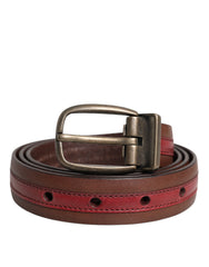Dolce & Gabbana Burgundy Leather Metal Logo Buckle Belt -   -  Dolce & Gabbana.