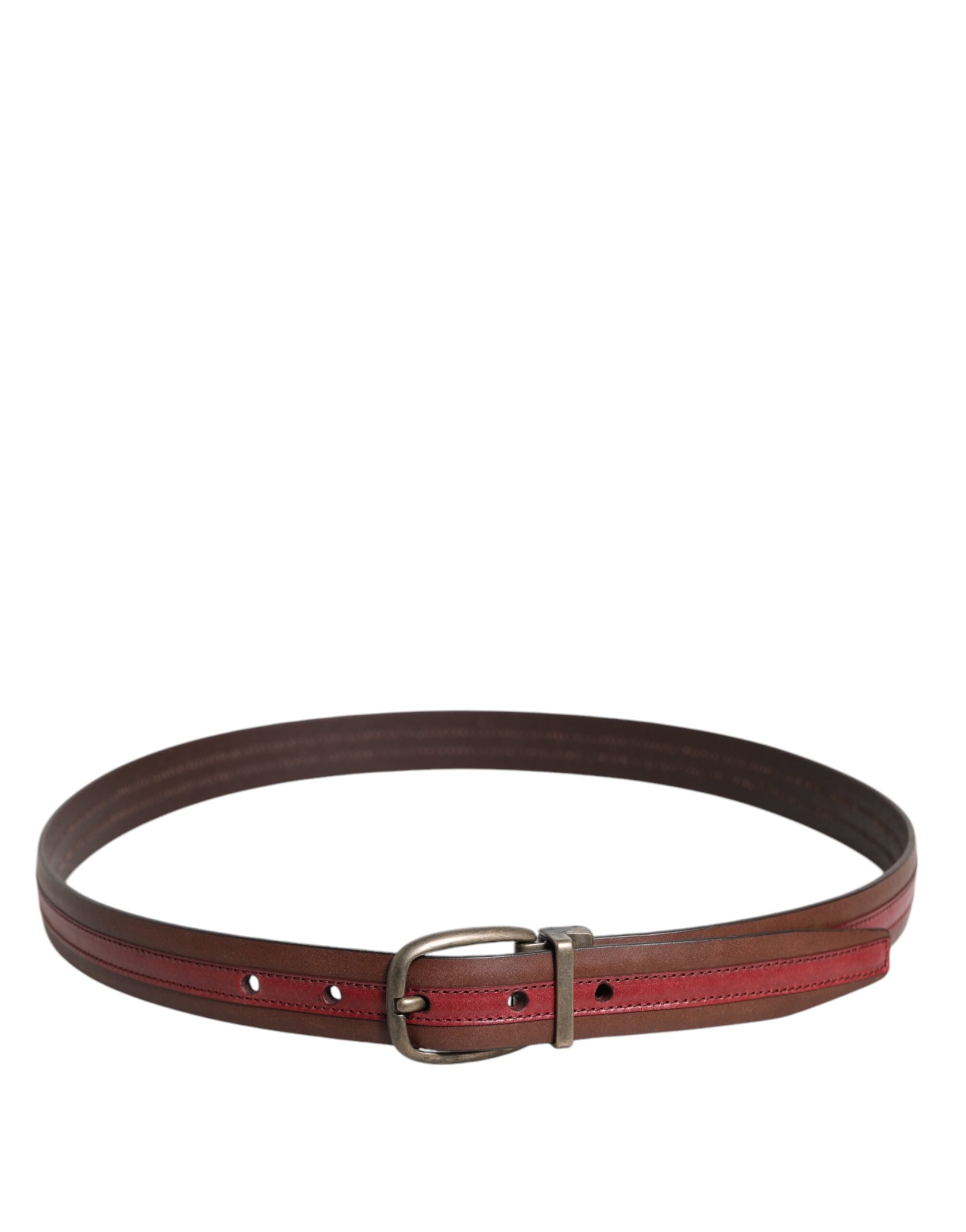 Dolce & Gabbana Burgundy Leather Metal Logo Buckle Belt -   -  Dolce & Gabbana.
