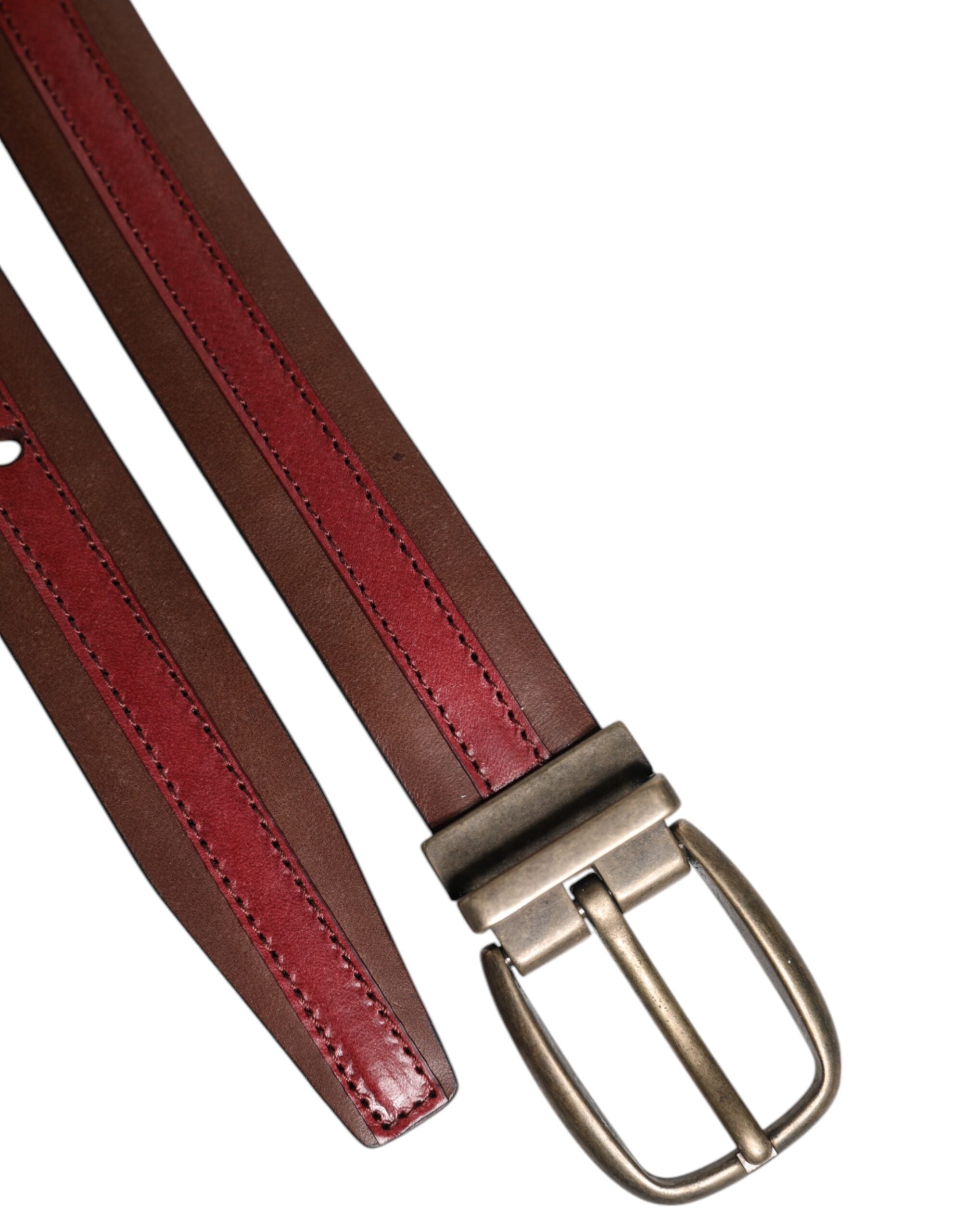 Dolce & Gabbana Burgundy Leather Metal Logo Buckle Belt -   -  Dolce & Gabbana.