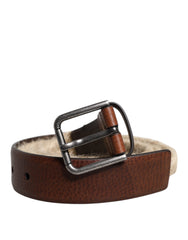 Dolce & Gabbana Brown Jute Leather Woven Metal Buckle Belt -   -  Dolce & Gabbana.