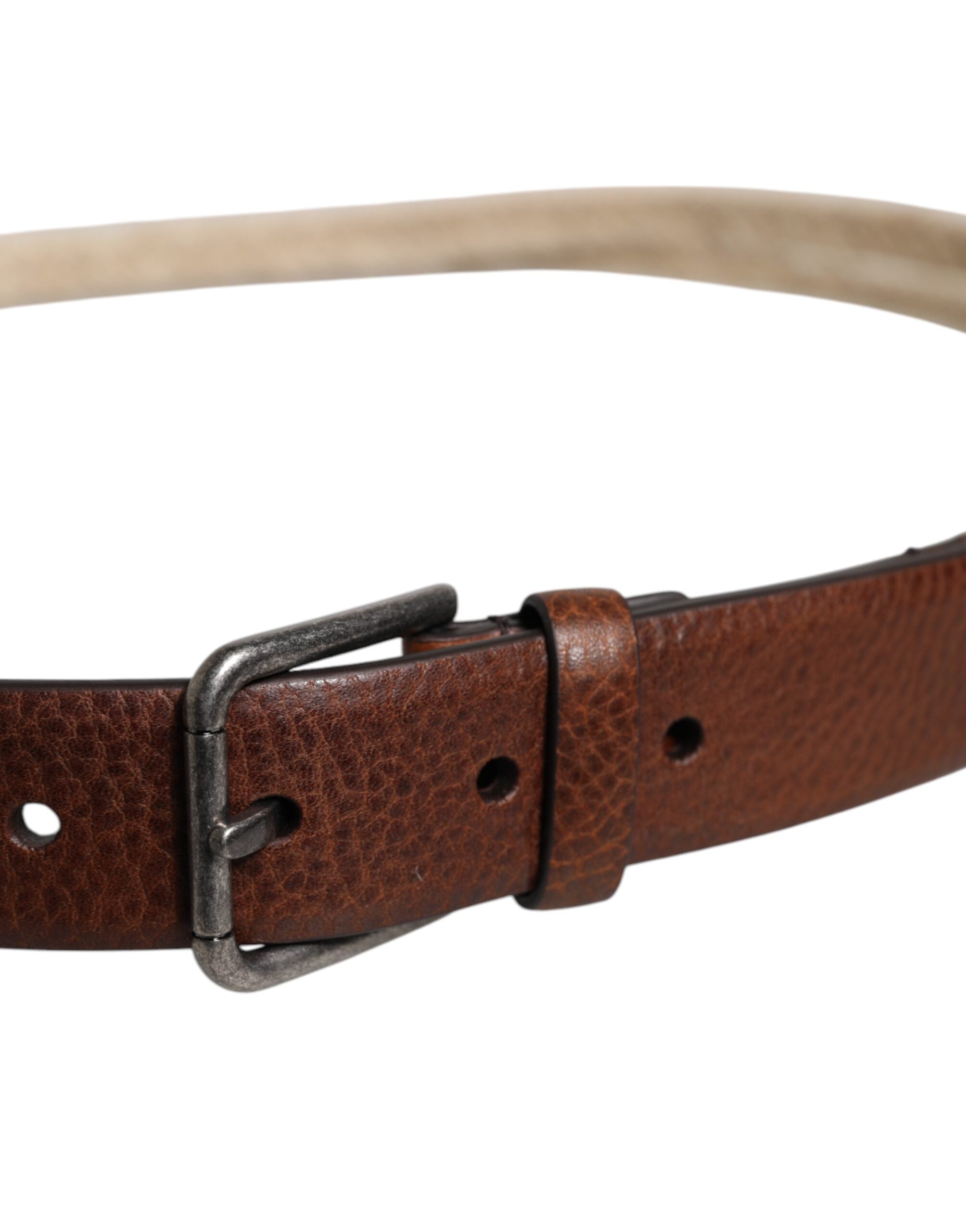 Dolce & Gabbana Brown Jute Leather Woven Metal Buckle Belt -   -  Dolce & Gabbana.