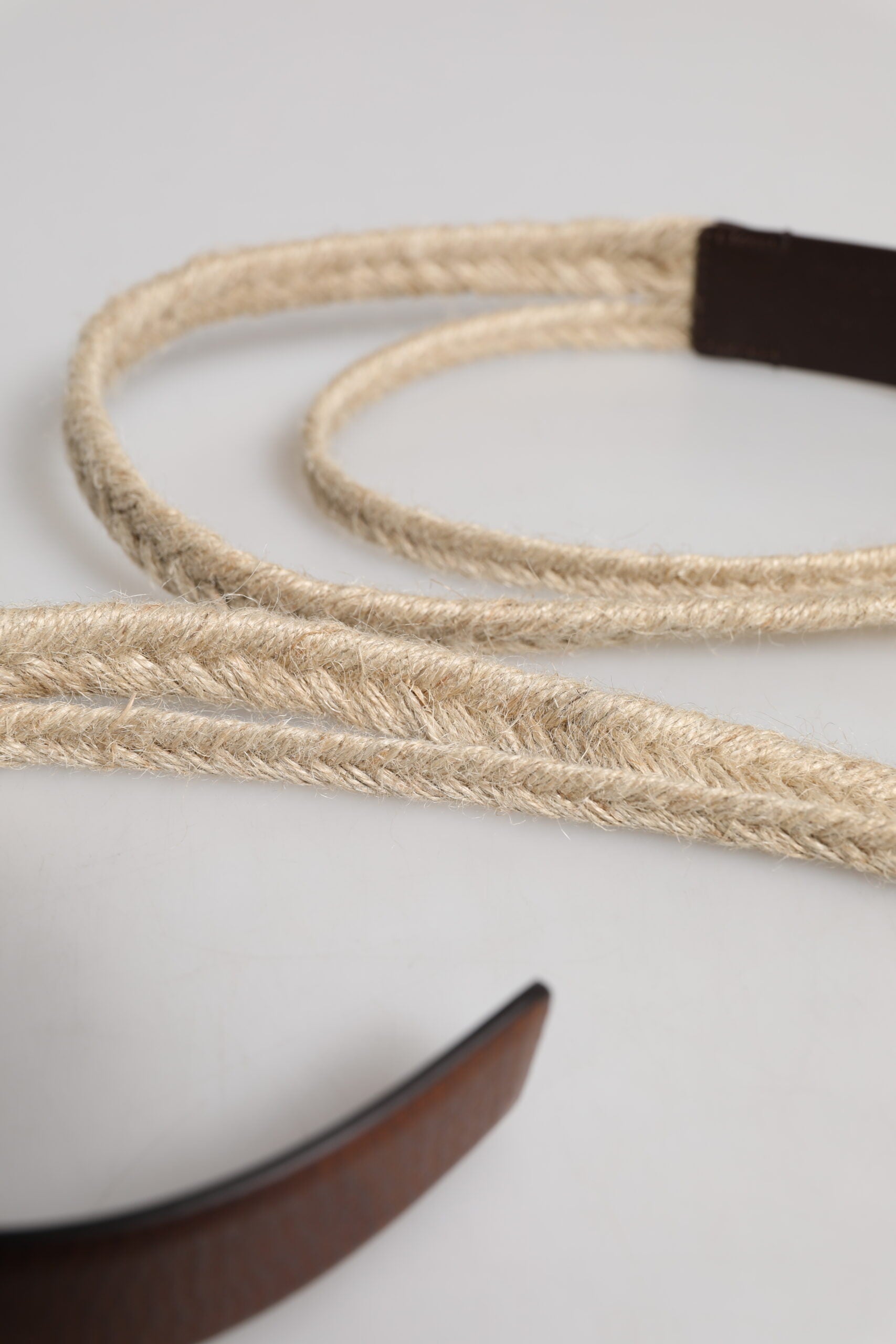 Dolce & Gabbana Brown Jute Leather Woven Metal Buckle Belt -   -  Dolce & Gabbana.