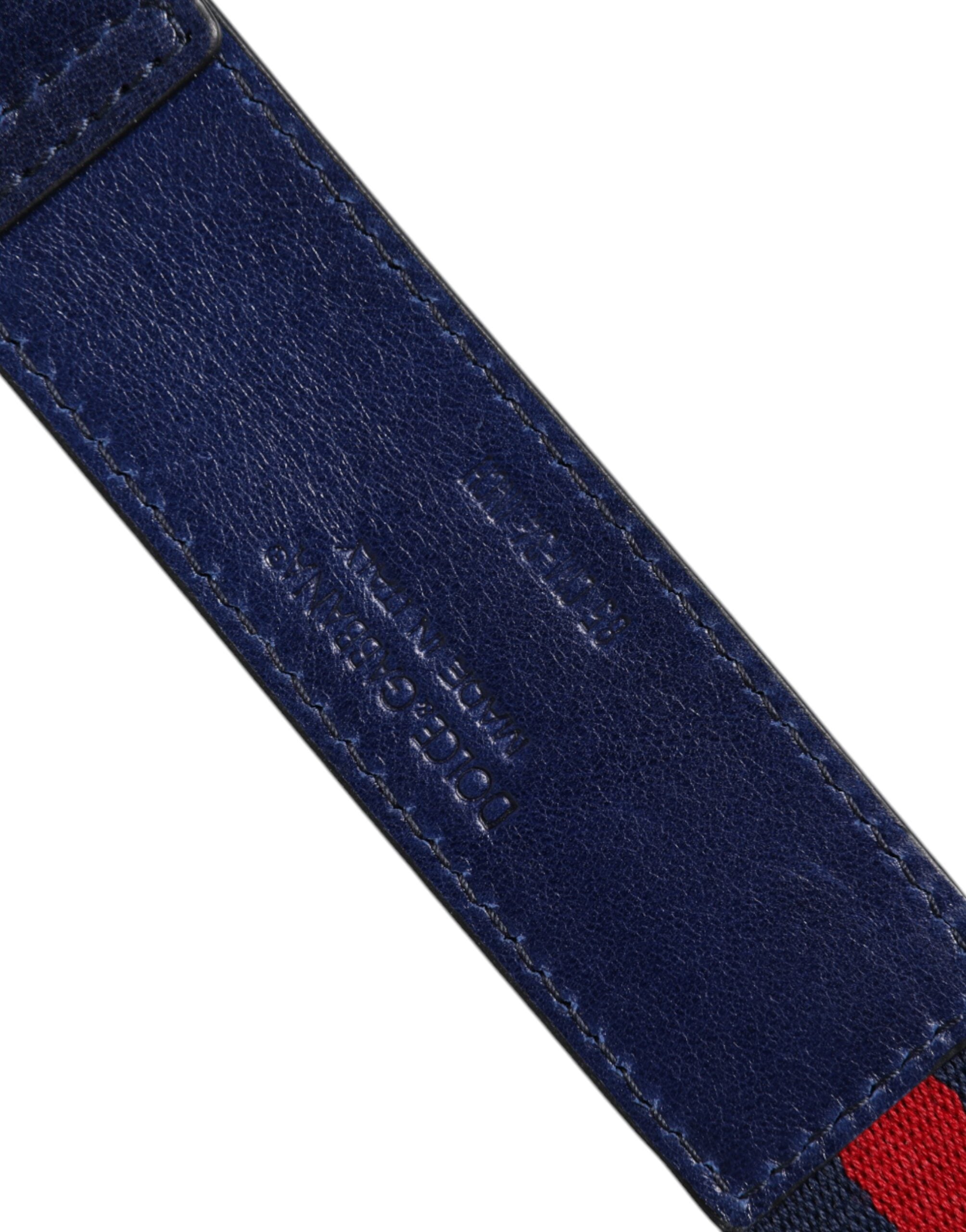Dolce & Gabbana Blue Cotton Leather Printed Metal Buckle Belt -   -  Dolce & Gabbana.