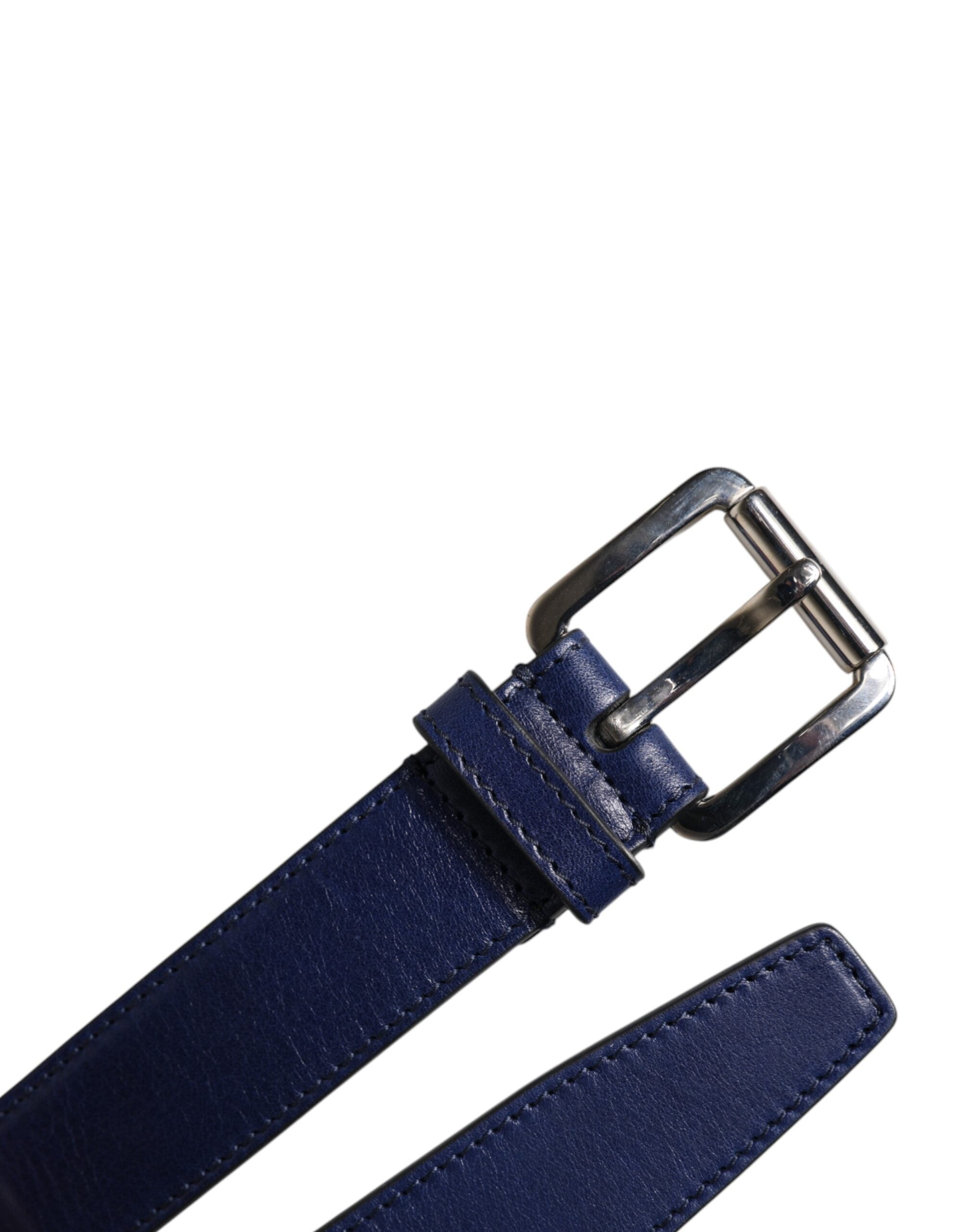 Dolce & Gabbana Blue Cotton Leather Printed Metal Buckle Belt -   -  Dolce & Gabbana.