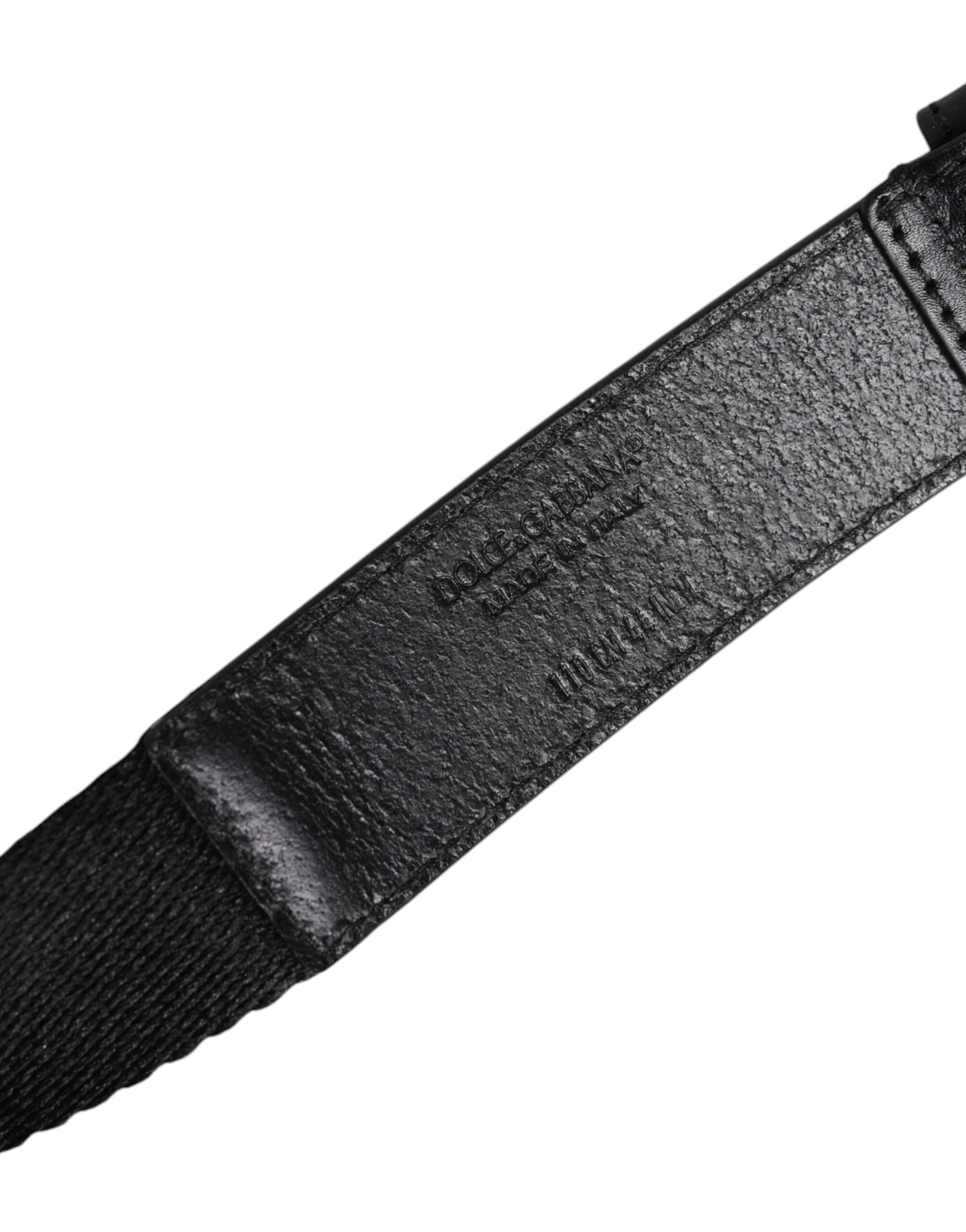 Dolce & Gabbana Black White Printed Metal Logo Buckle Belt -   -  Dolce & Gabbana.