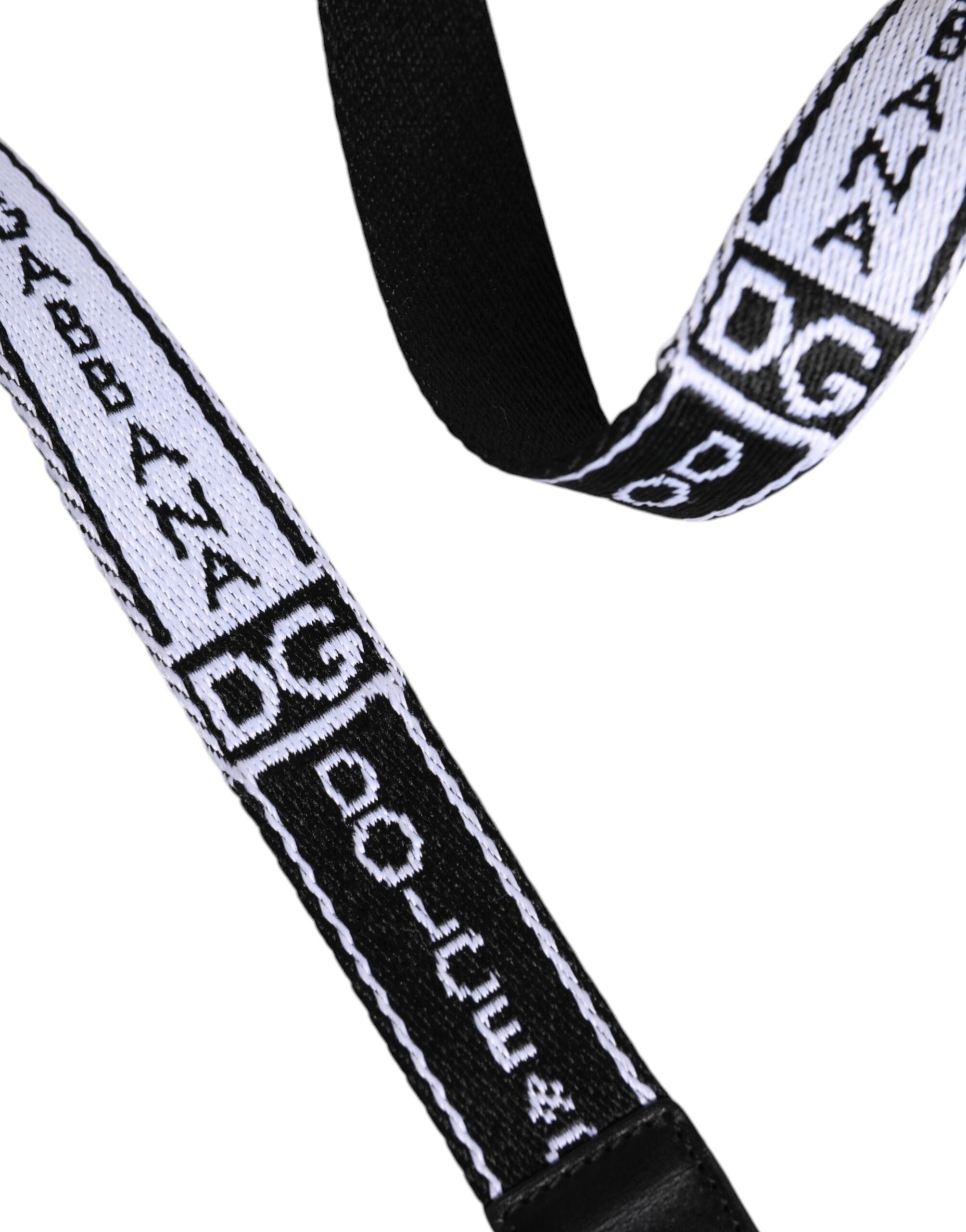 Dolce & Gabbana Black White Printed Metal Logo Buckle Belt -   -  Dolce & Gabbana.