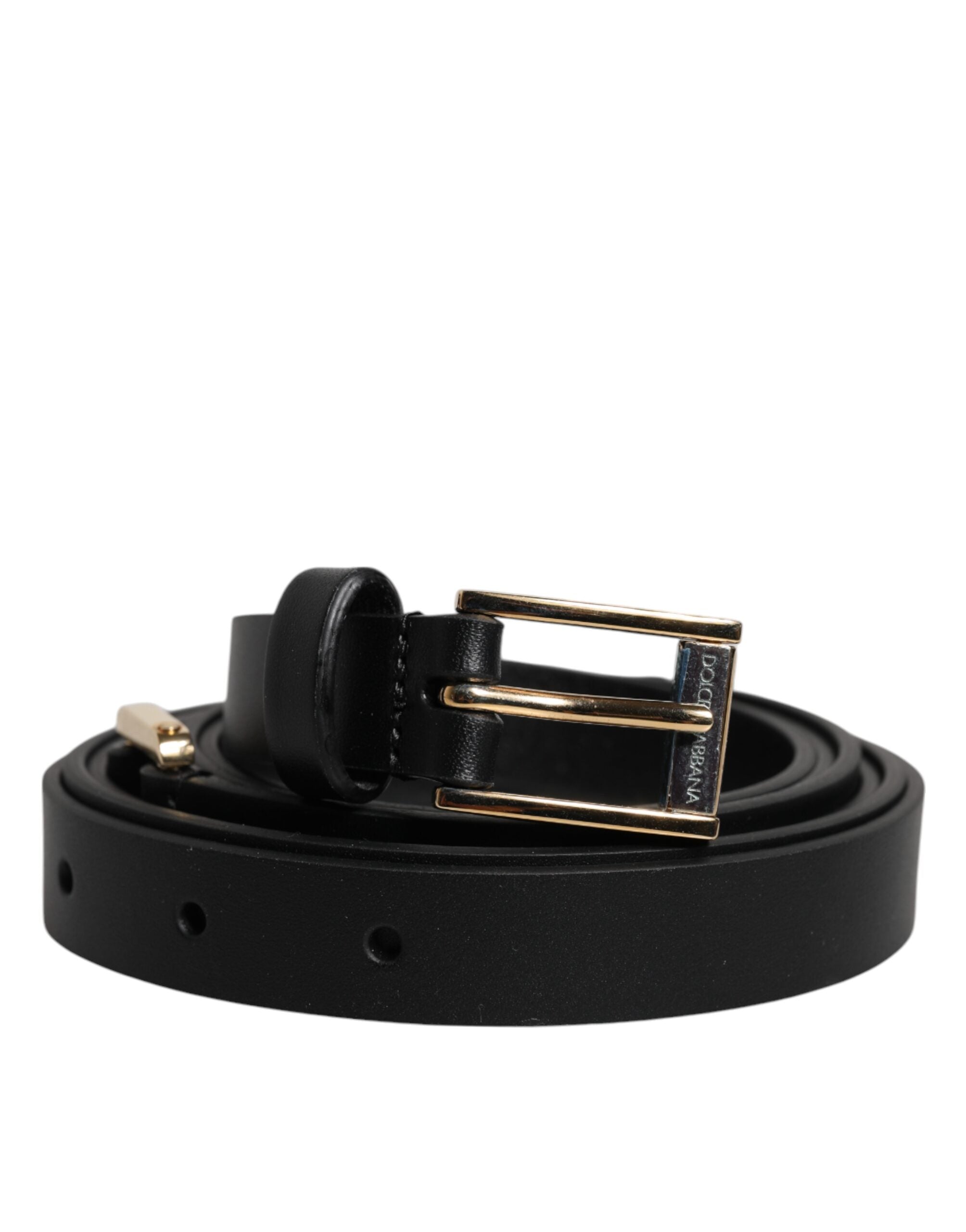 Dolce & Gabbana Black Calfskin Classic Metal Logo Buckle Belt -   -  Dolce & Gabbana.