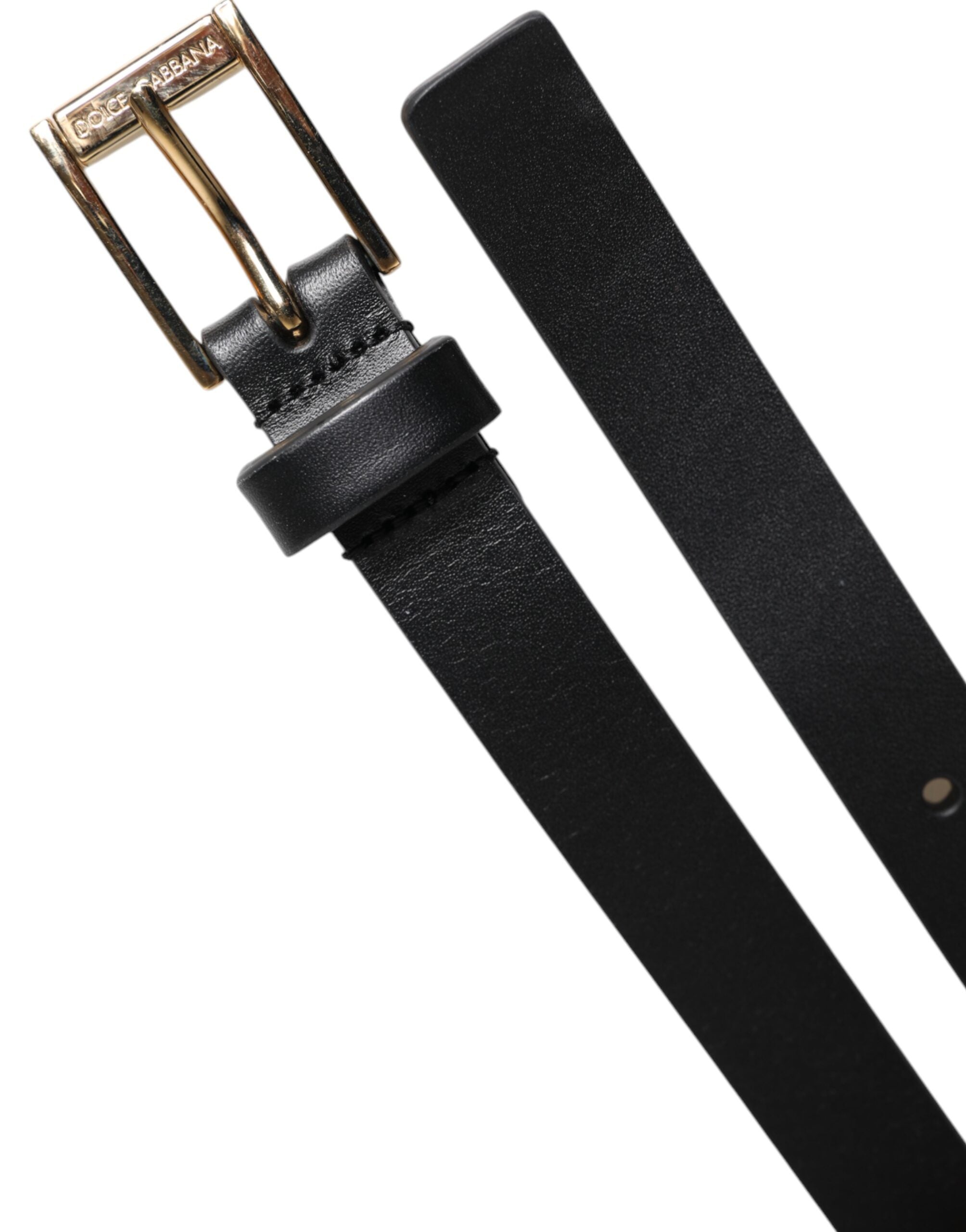 Dolce & Gabbana Black Calfskin Classic Metal Logo Buckle Belt -   -  Dolce & Gabbana.