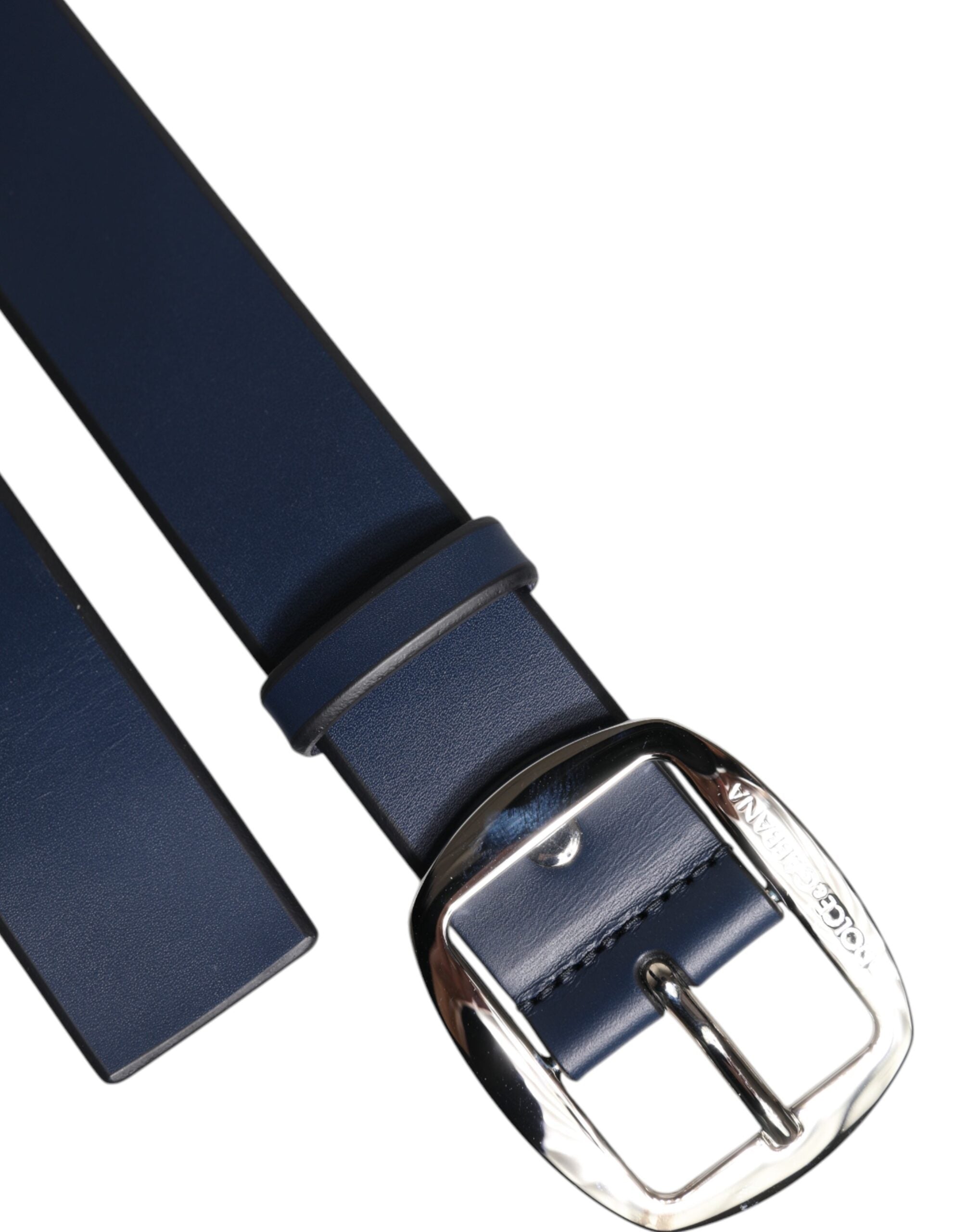 Dolce & Gabbana Blue Calf Leather Classic Metal Buckle Belt -   -  Dolce & Gabbana.