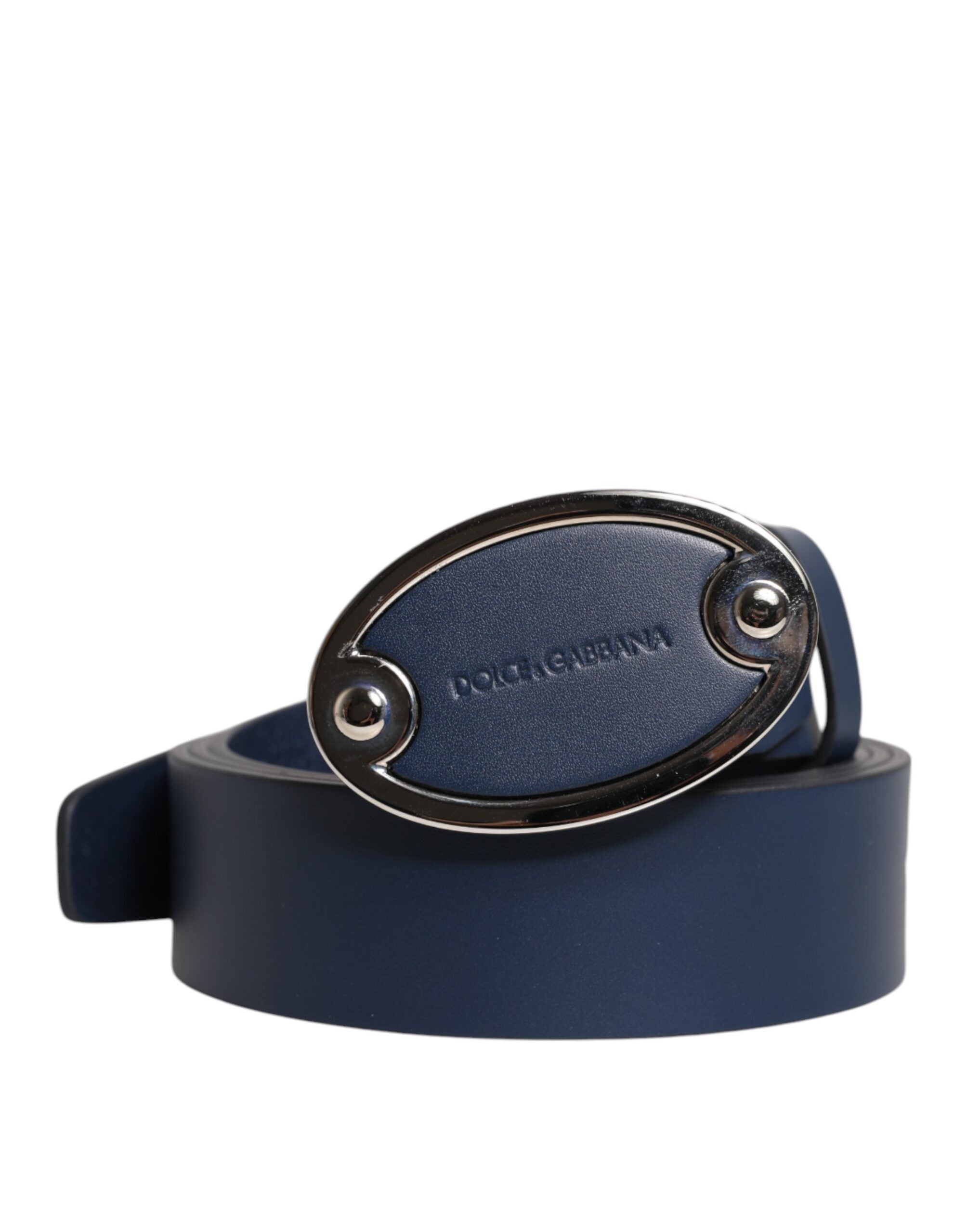 Dolce & Gabbana Blue Leather Classic Metal Logo Buckle Belt -   -  Dolce & Gabbana.