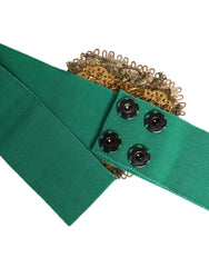 Dolce & Gabbana Green Stretch Wide Waist Heart Embellished Belt -   -  Dolce & Gabbana.