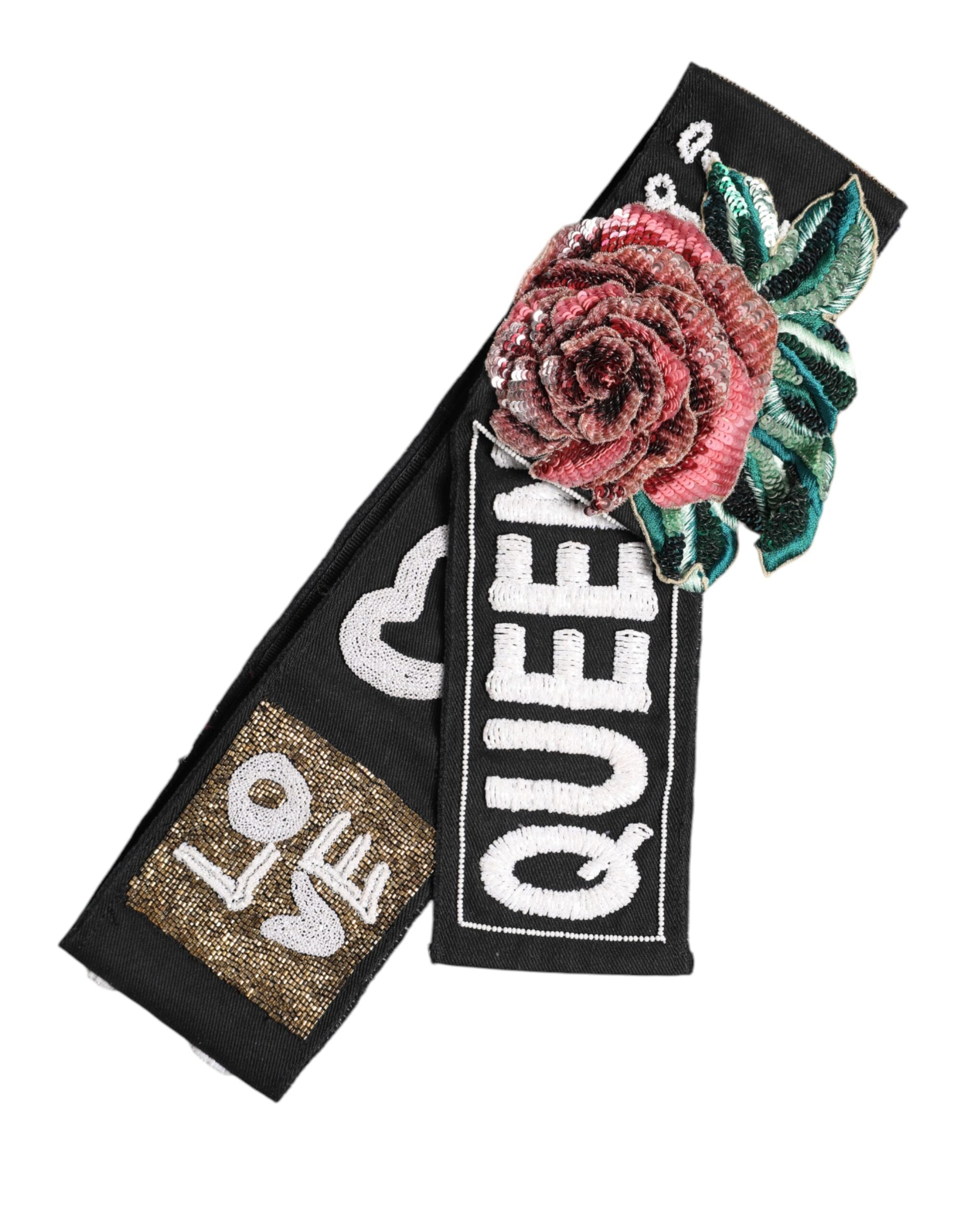 Dolce & Gabbana Black Stretch Multicolor Embellished Waist Belt -   -  Dolce & Gabbana.